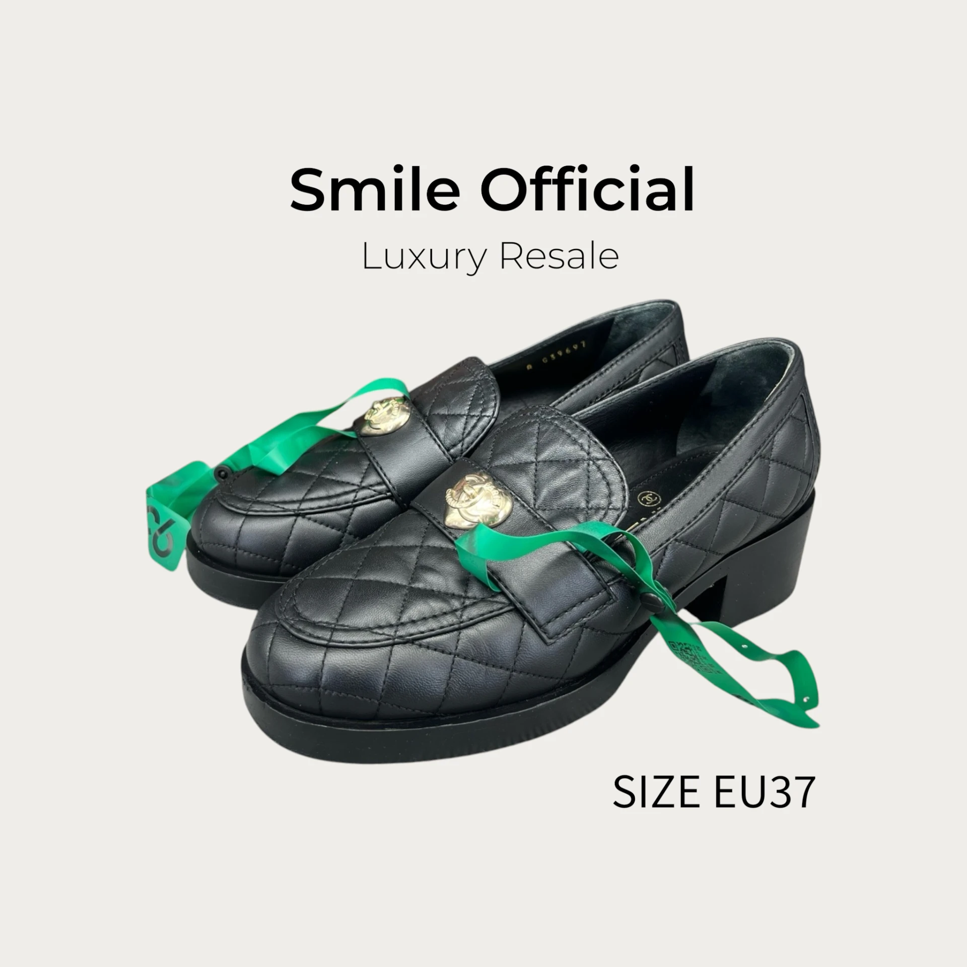 [SMILE] Chanel 香奈兒 小羊皮黑金高跟鞋