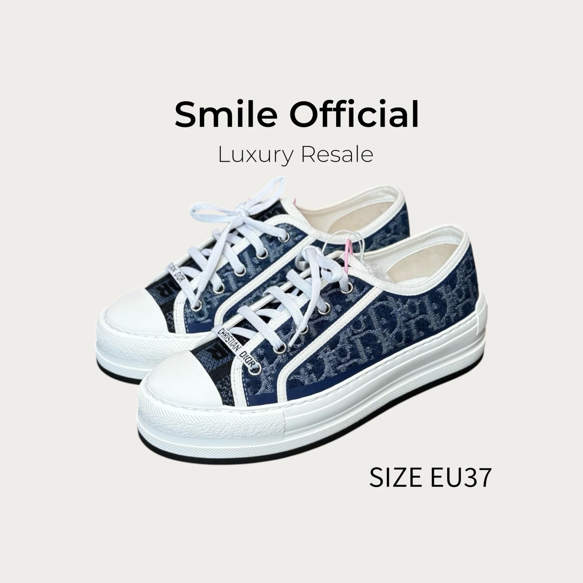 [SMILE] DIOR Walk'n'Dior 藍色牛仔滿logo老花刺繡厚底鞋