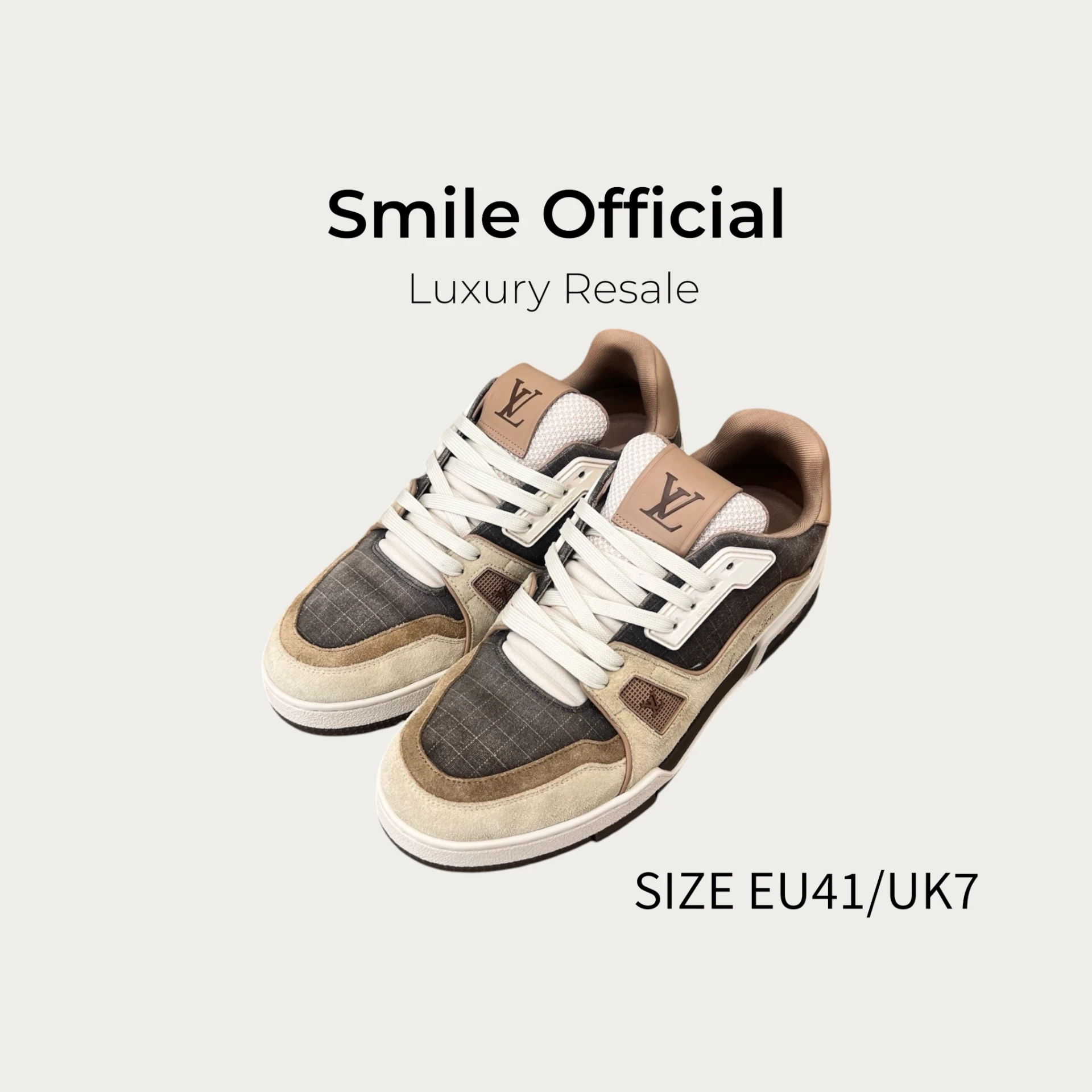 [SMILE] Louis Vuitton lv trainer 25款 奶茶棕拼接