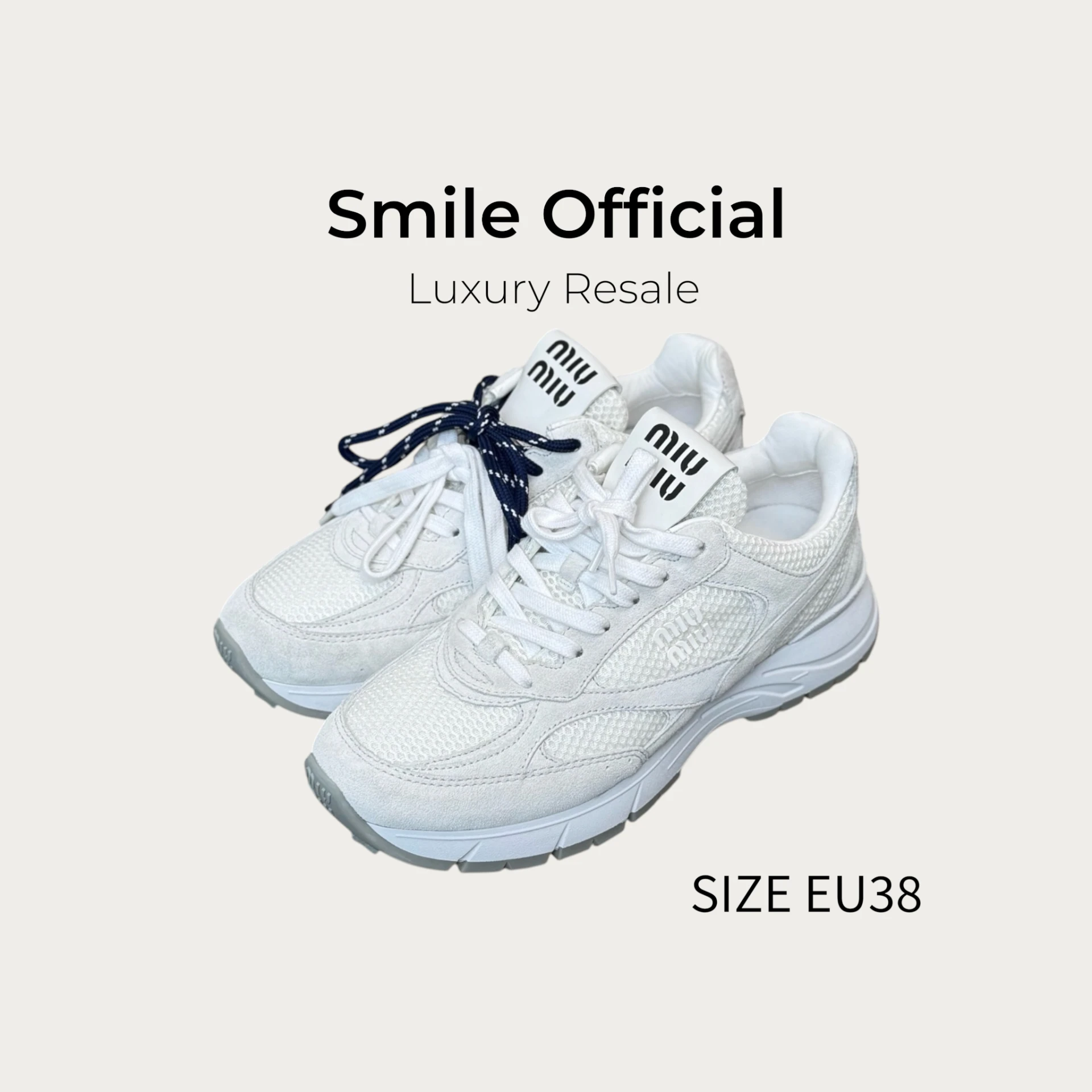 [SMILE]Miu miu 25ss新款白色網面運動鞋