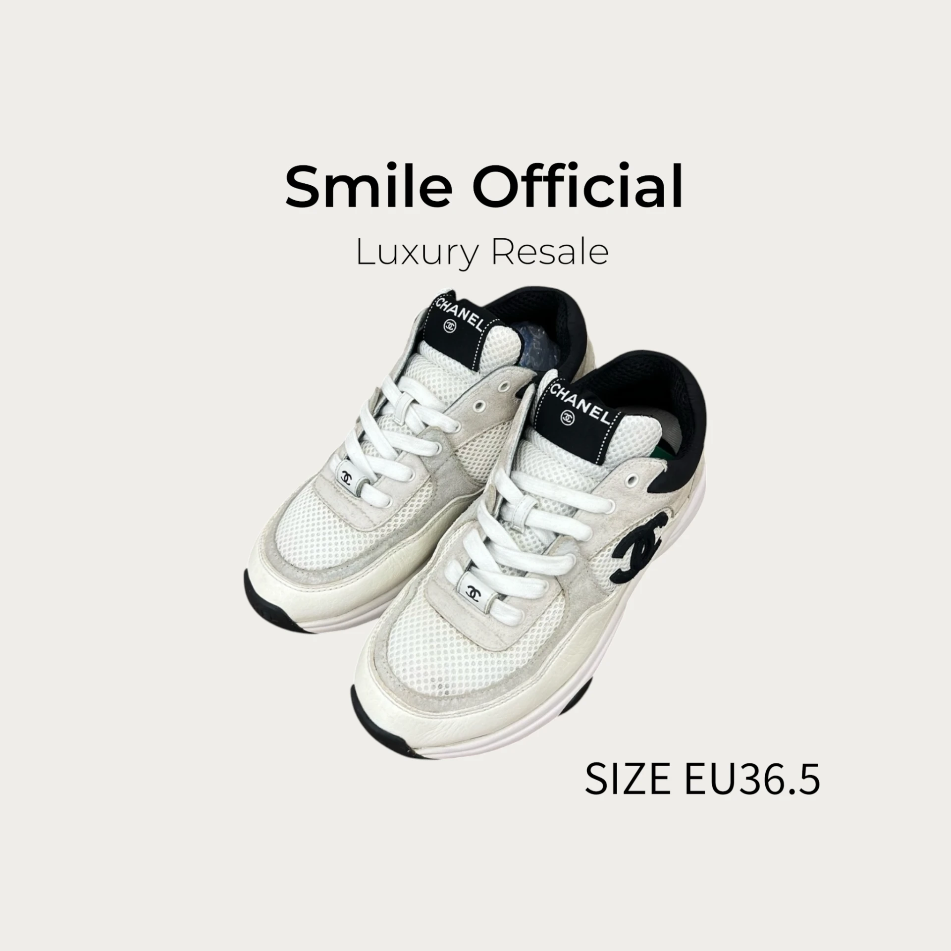 [SMILE] Chanel 香奈兒 22k 米白黑 休閒鞋