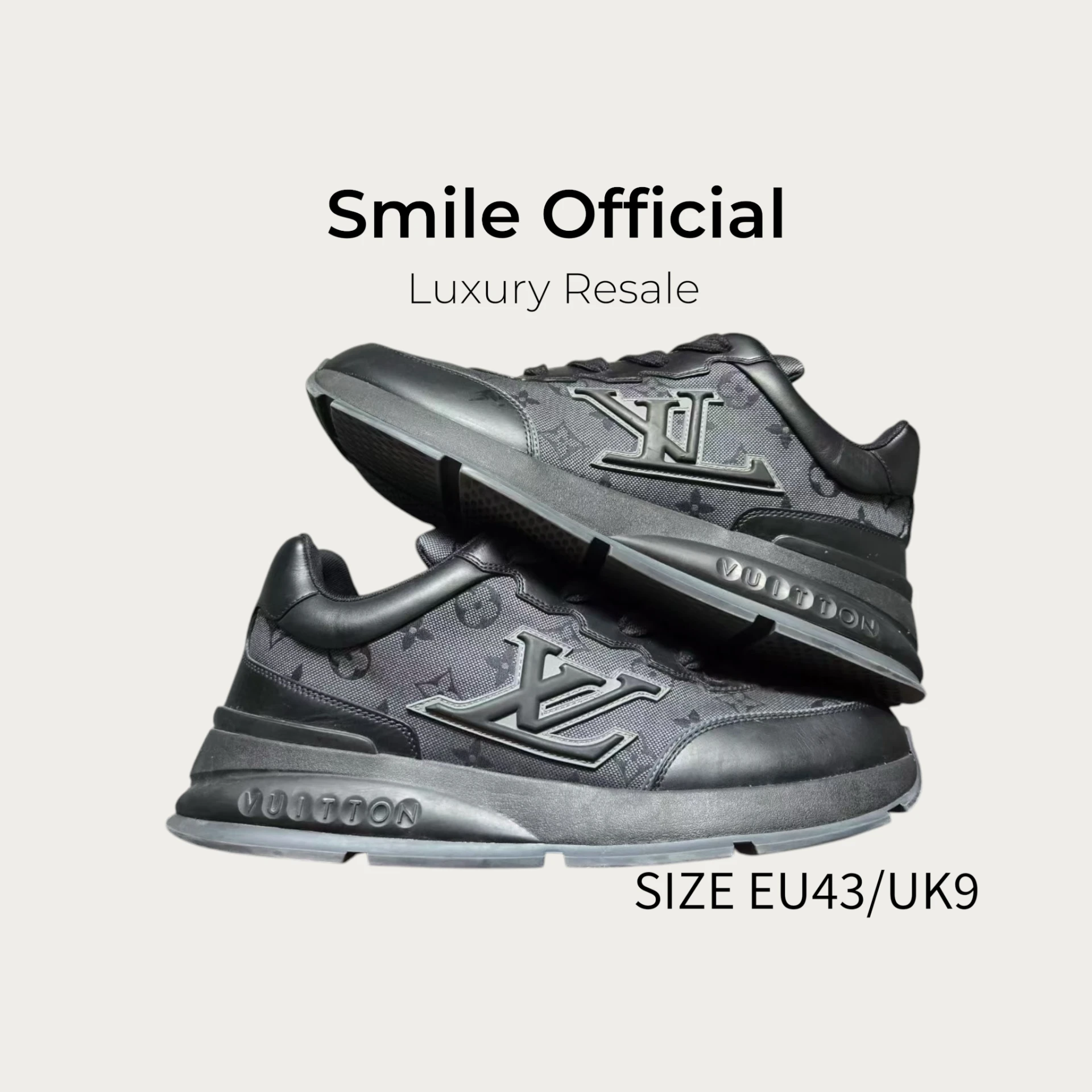 [SMILE] LOUIS VUITTON LV CLASSIC 黑滿logo老花 運動鞋