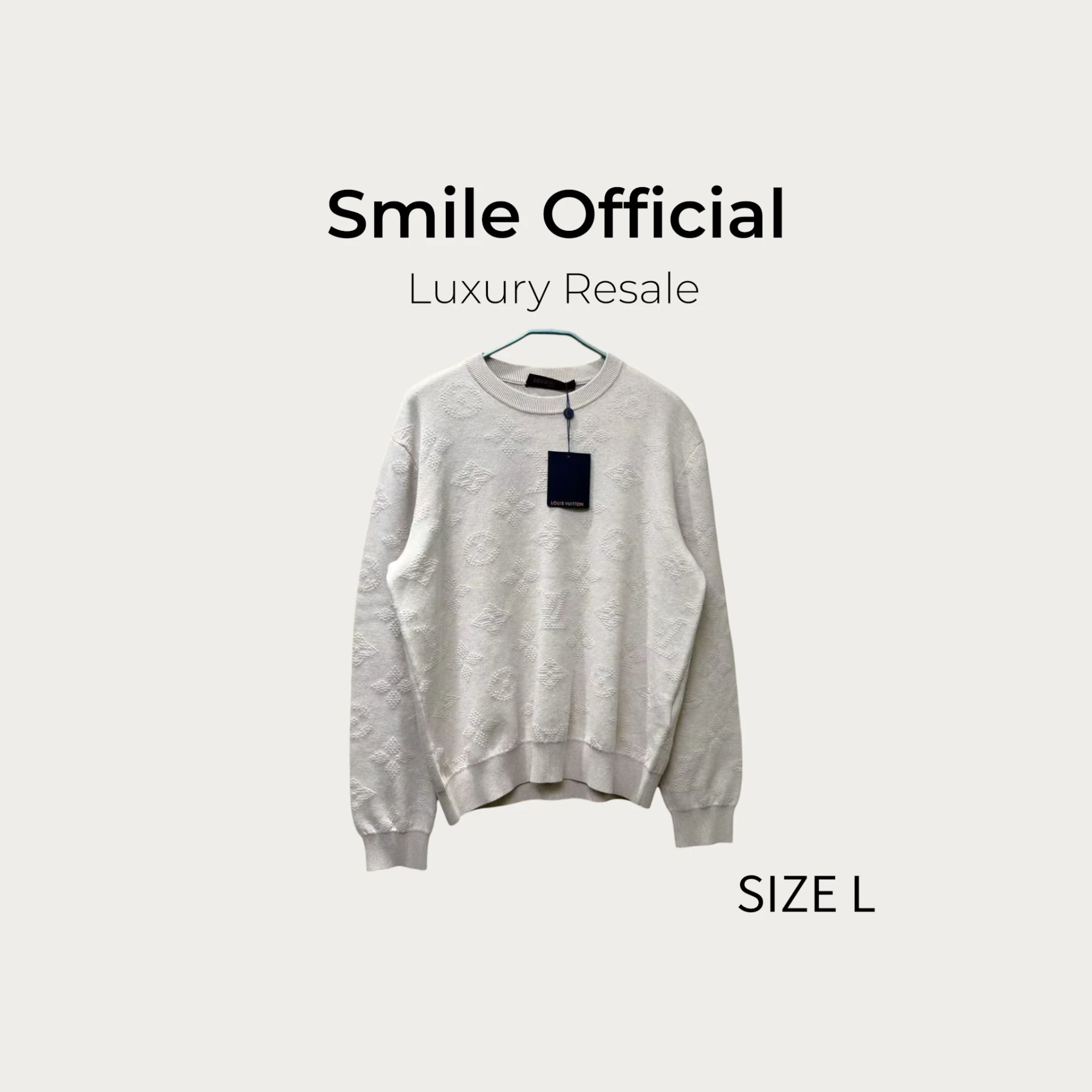 [SMILE] LOUIS VUITTON LV 最新款米色浮雕滿logo毛衣