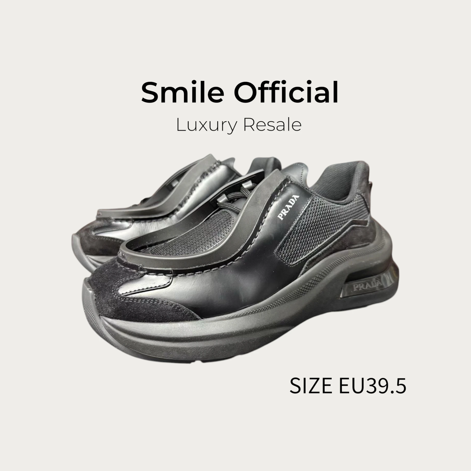 [SMILE] Prada By raf simons 秀款 拼皮黑色運動鞋休閒鞋