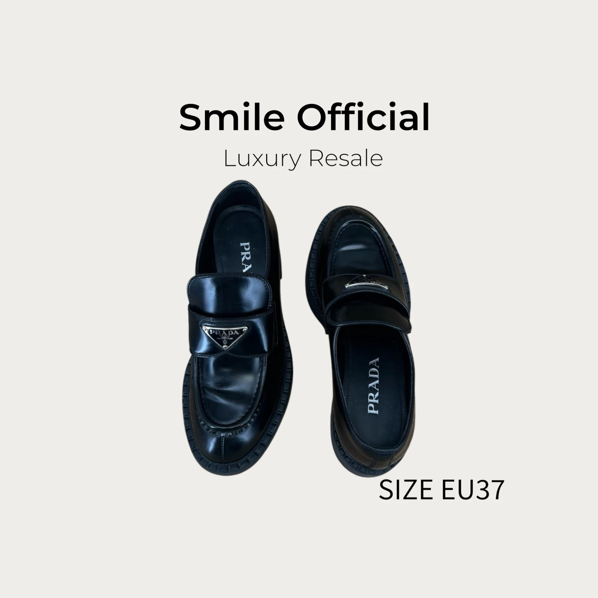 [SMILE] prada 經典三角標 樂福鞋 黑