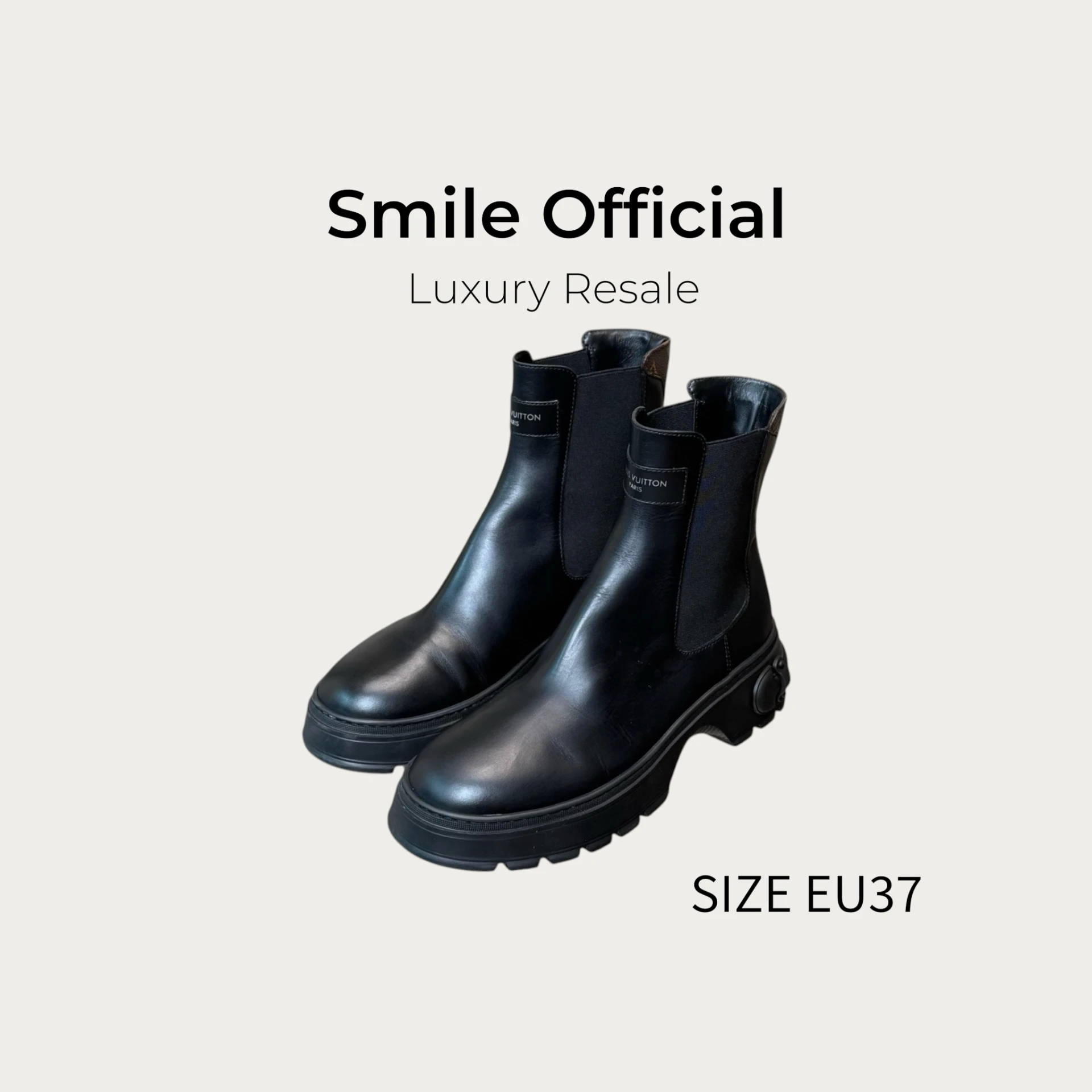 [SMILE] Louis Vuitton LV Squad 25新款厚底老花滿logo拼接切爾西靴