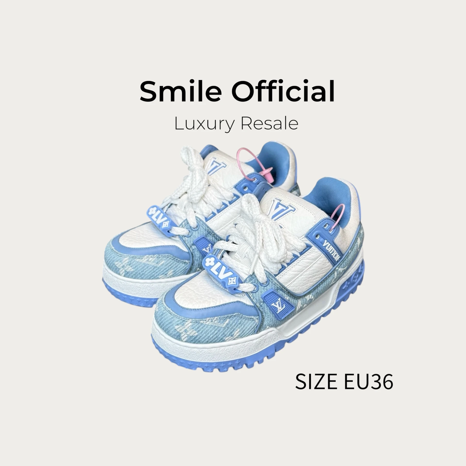 [SMILE] Louis Vuitton Lv Trainer maxi 藍牛仔胖丁
