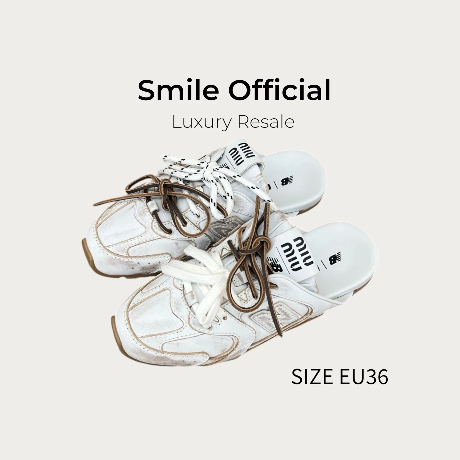 [SMILE] nb miumiu 聯名 做舊白 半拖