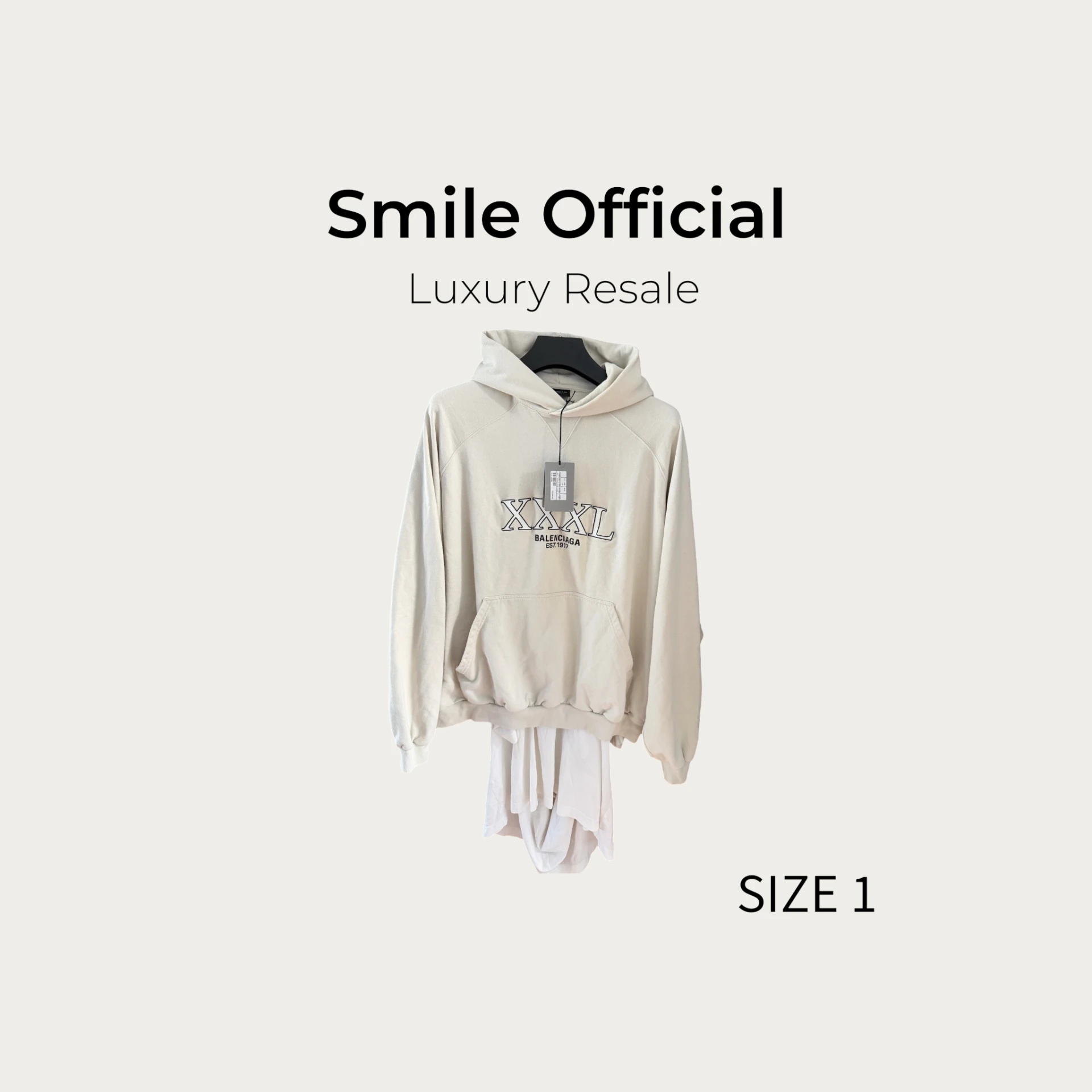 [SMILE] BALENCIAGA 巴黎世家 3xl米白色秀款假兩件衛衣