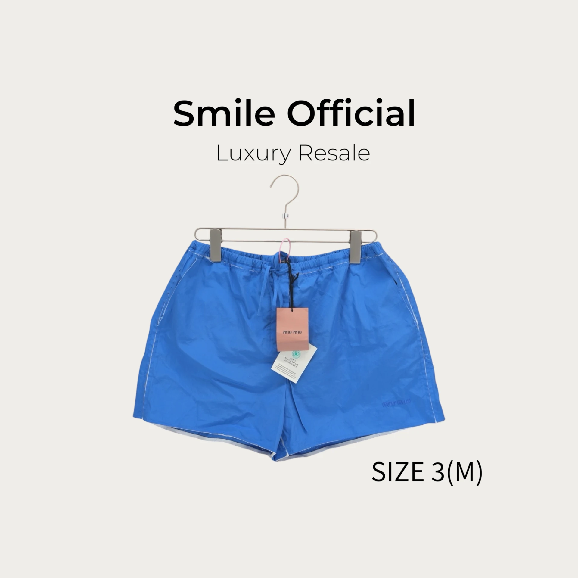 [SMILE] MIU MIU 毛邊剪裁藍色短褲
