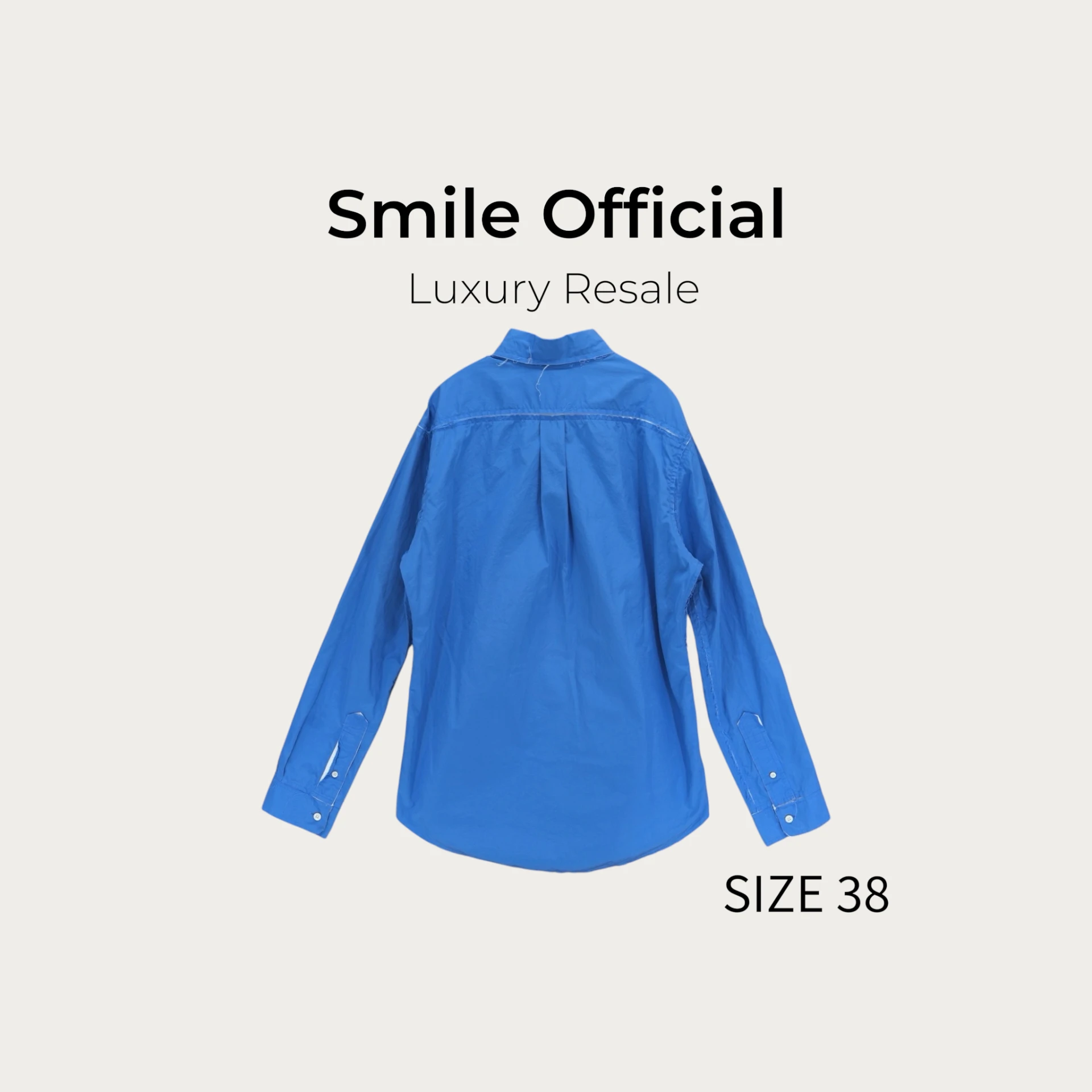 [SMILE] MIU MIU 24SS 毛邊剪裁藍色長袖襯衫