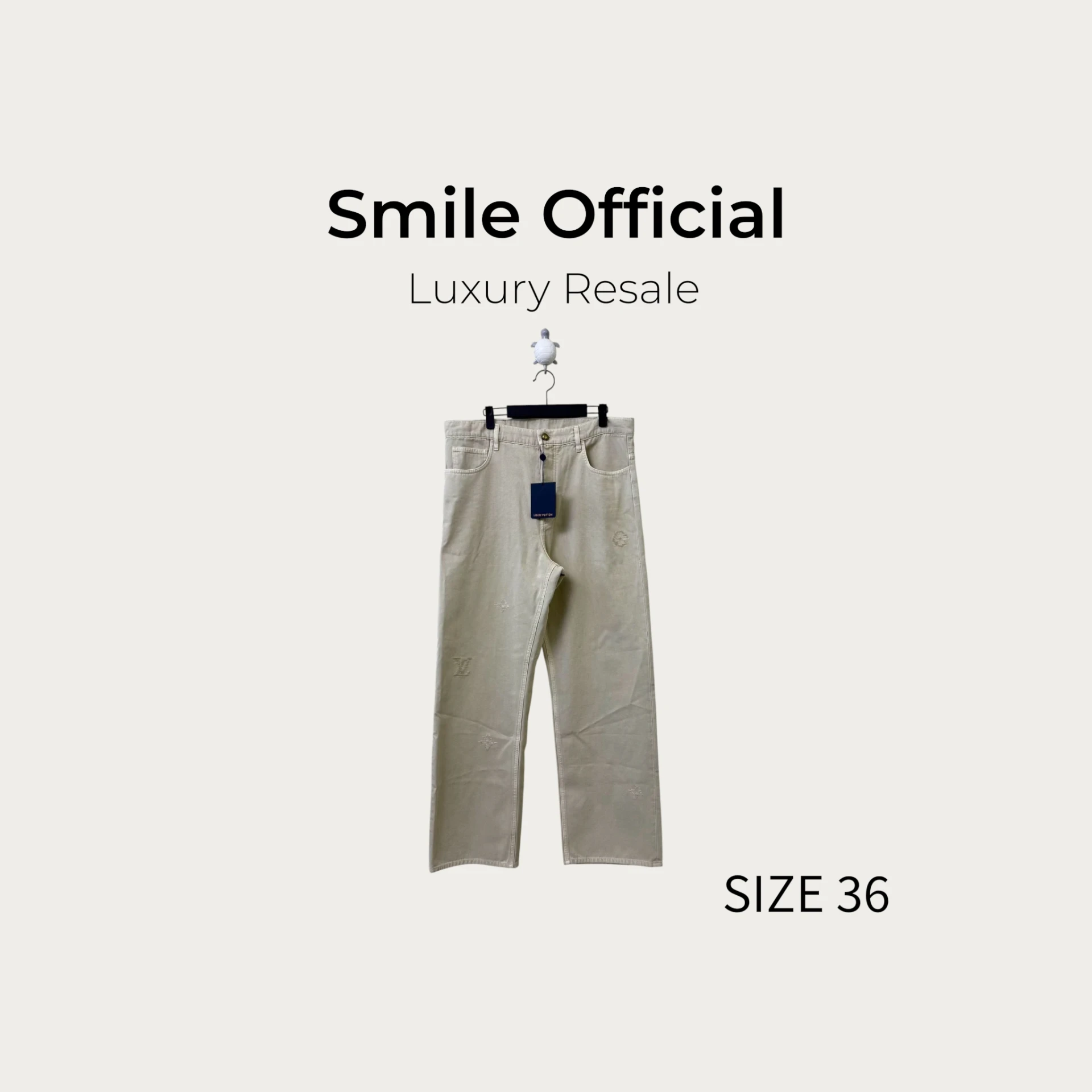 [SMILE] LOUIS VUITTON LV 米色編制logo牛仔褲