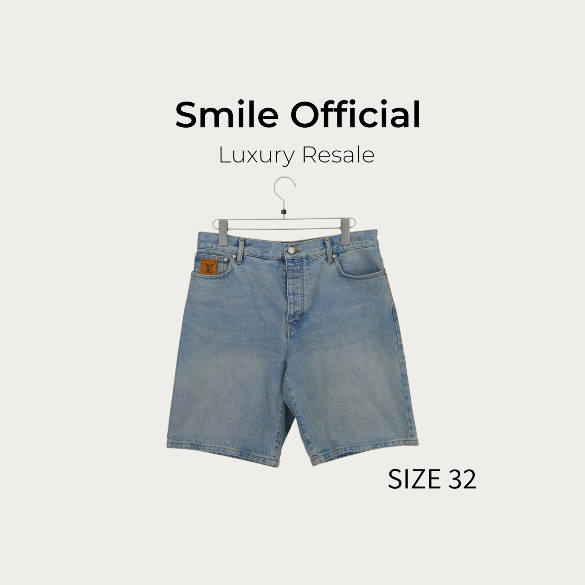 [SMILE] Louis Vuitton LV SS25 刺繡logo皮牌牛仔短褲