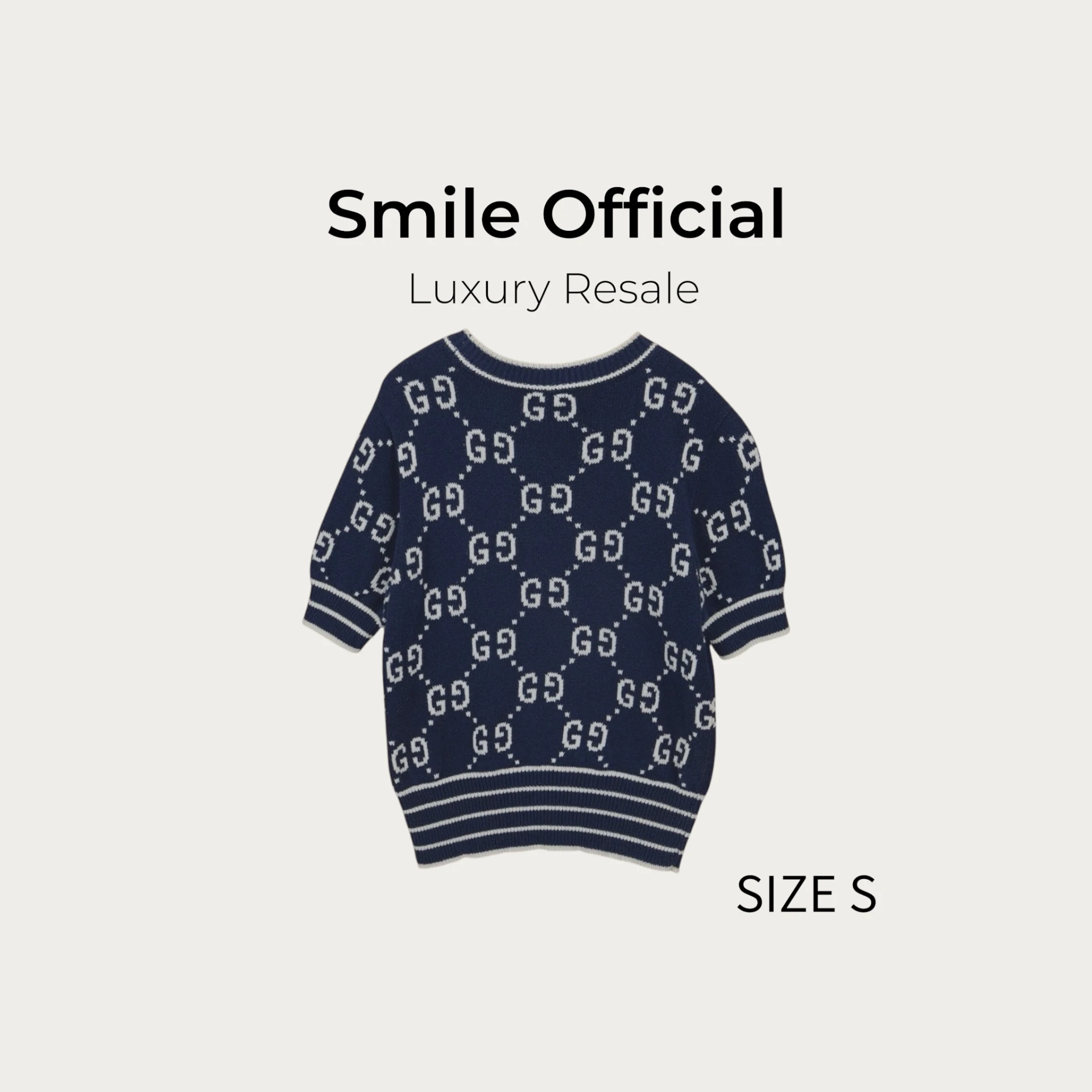[SMILE] Gucci 藏藍色滿logo 針織短袖