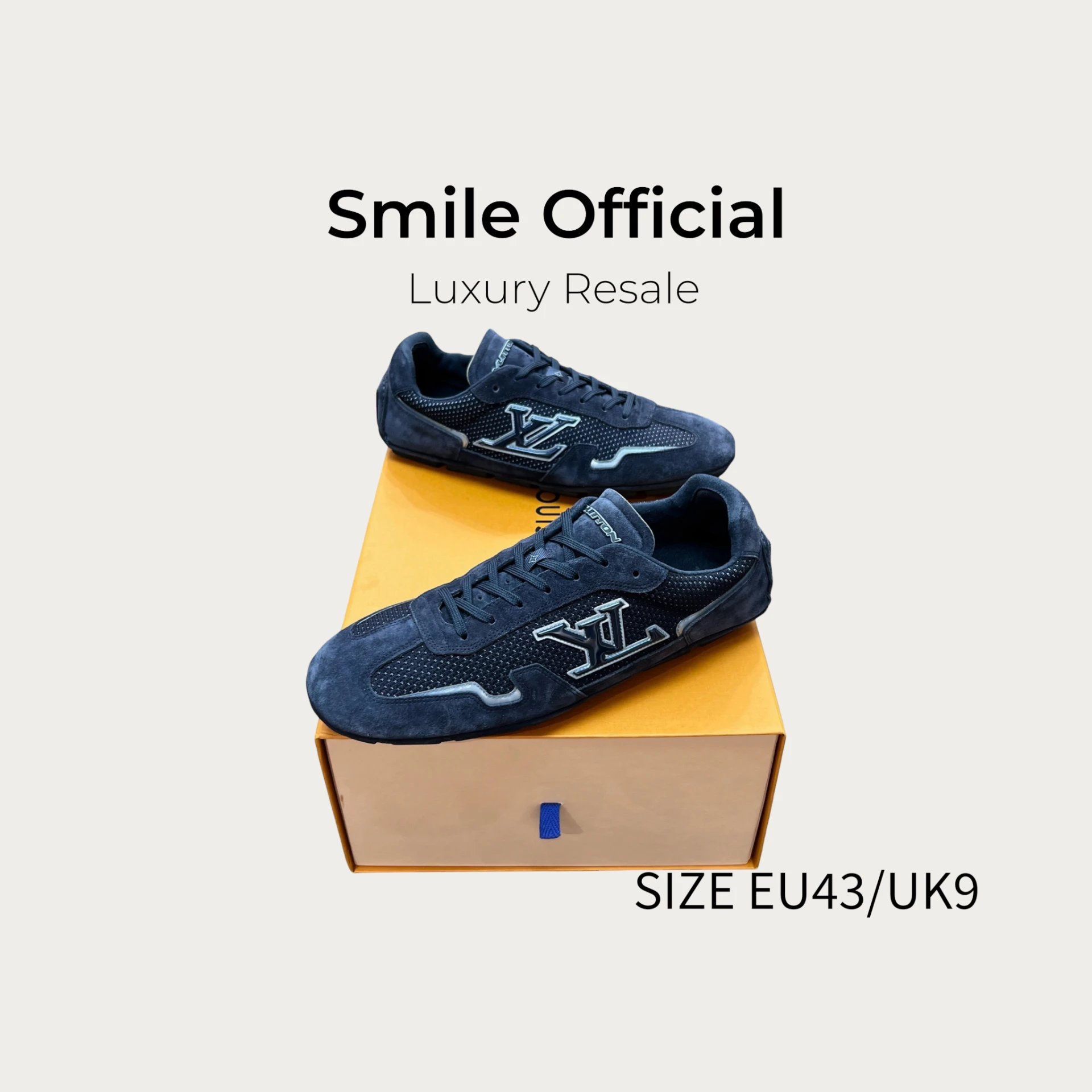 [SMILE]Louis Vuitton LV Rally 絨面革 薄底鞋 藍色