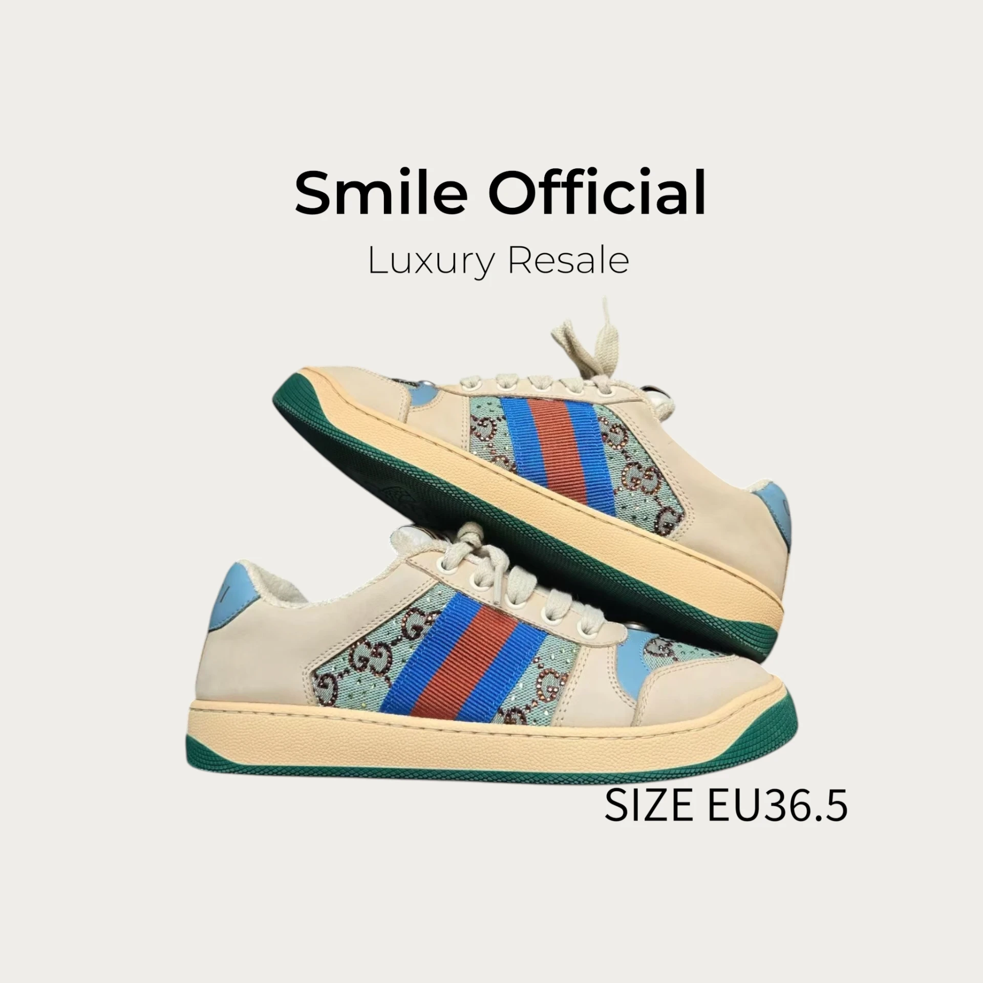 [SMILE] GUCCI白藍琺瑯水鑽髒髒鞋
