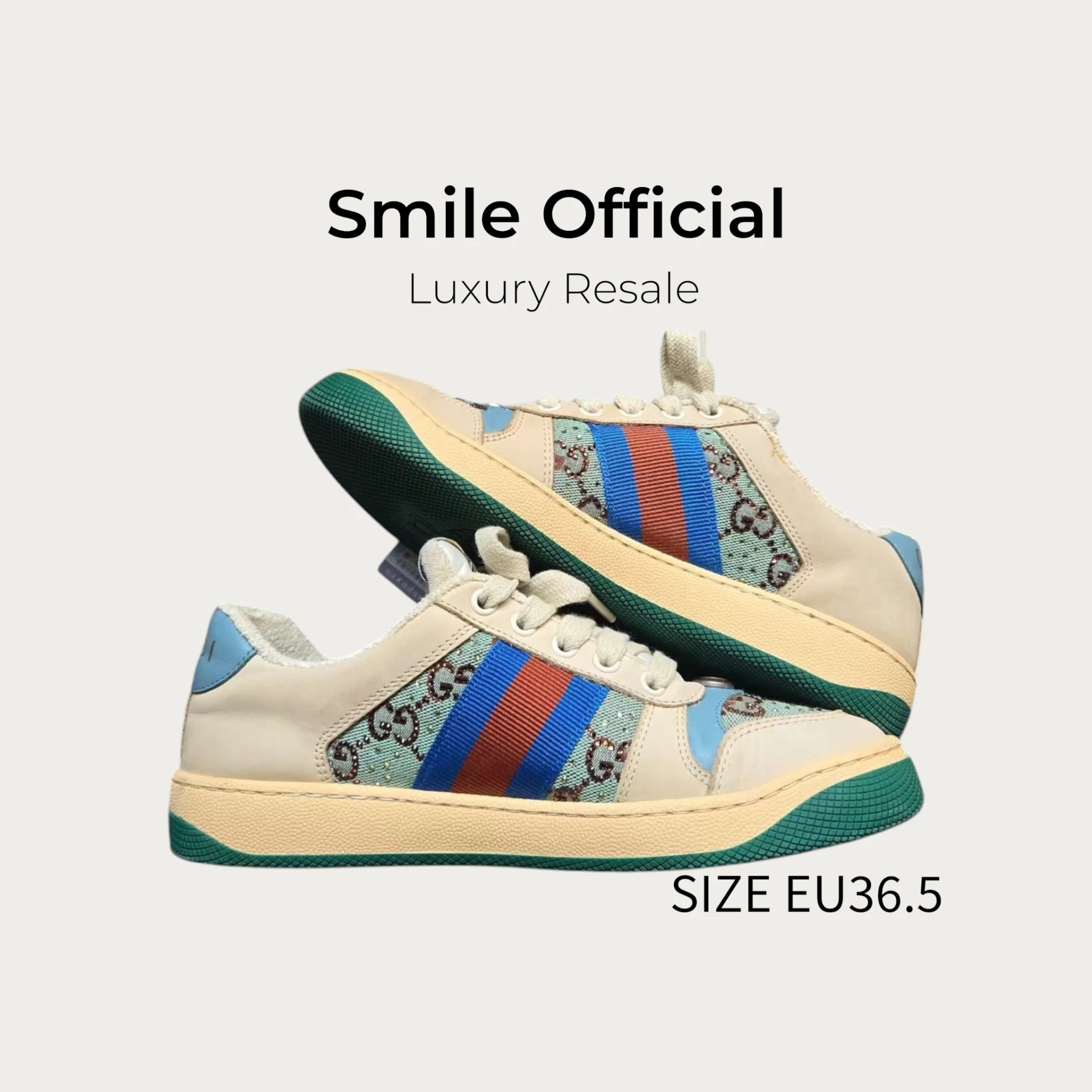 [SMILE] GUCCI白藍琺瑯水鑽髒髒鞋