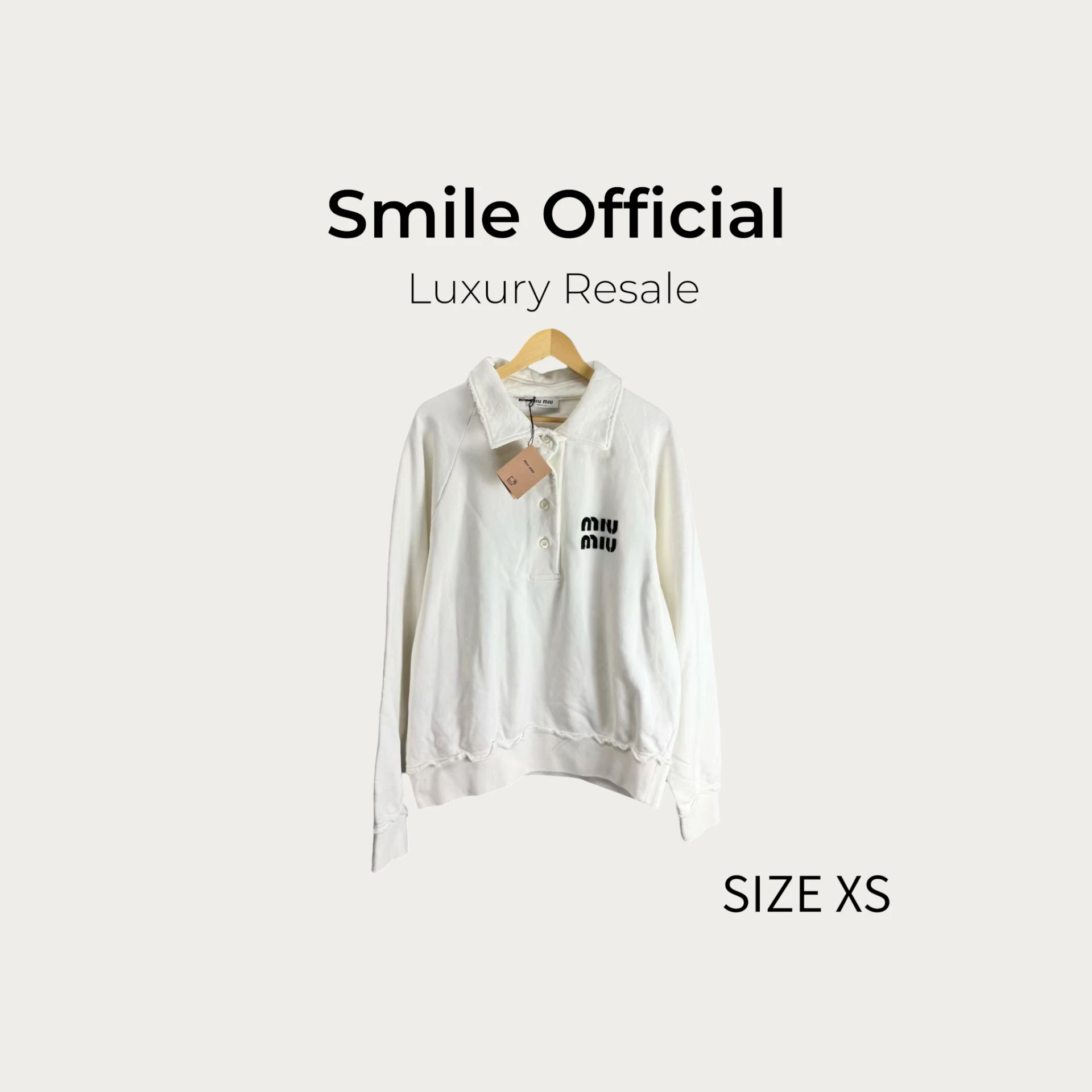 [SMILE]Miu Miu白色字母做舊Polo衛衣