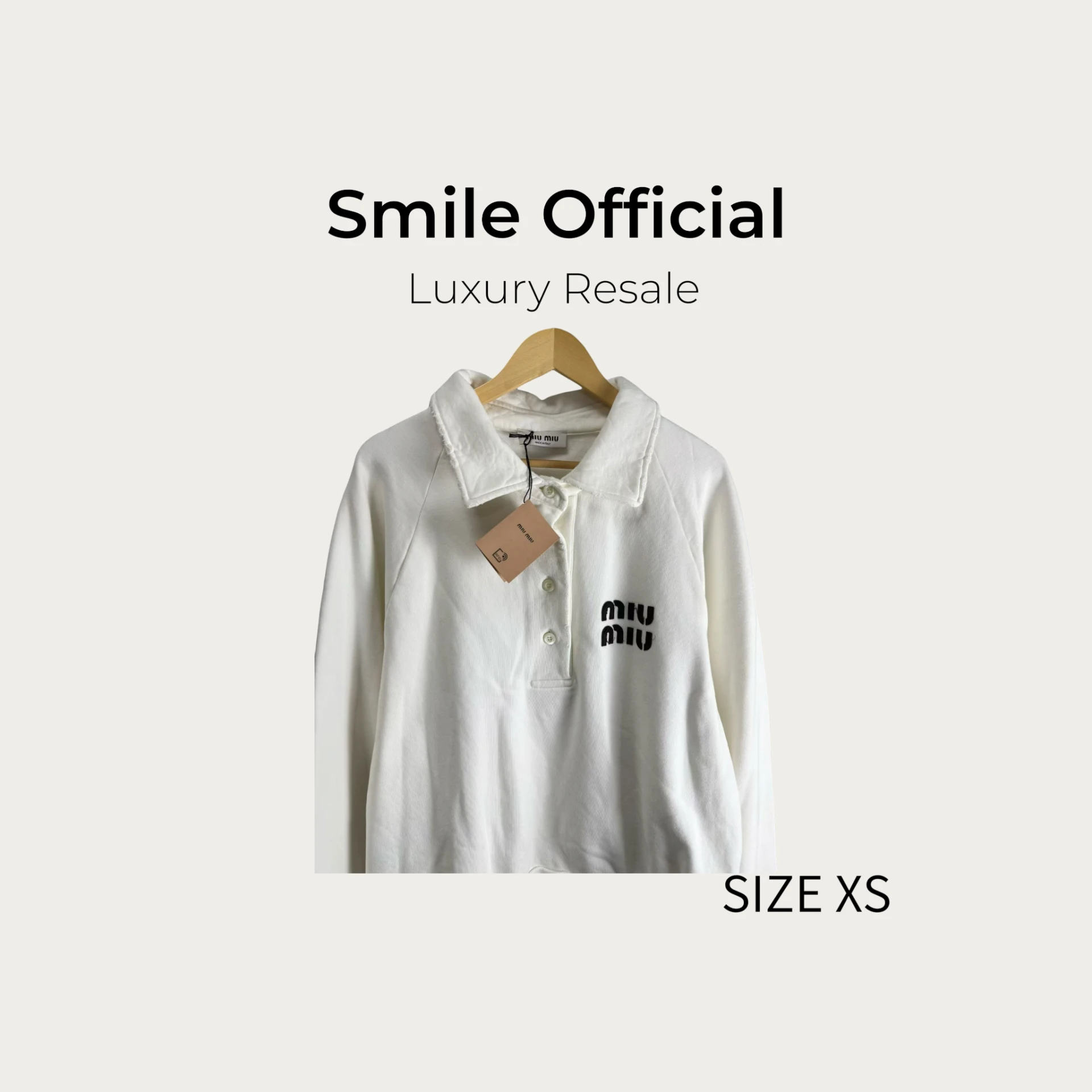 [SMILE]Miu Miu白色字母做舊Polo衛衣