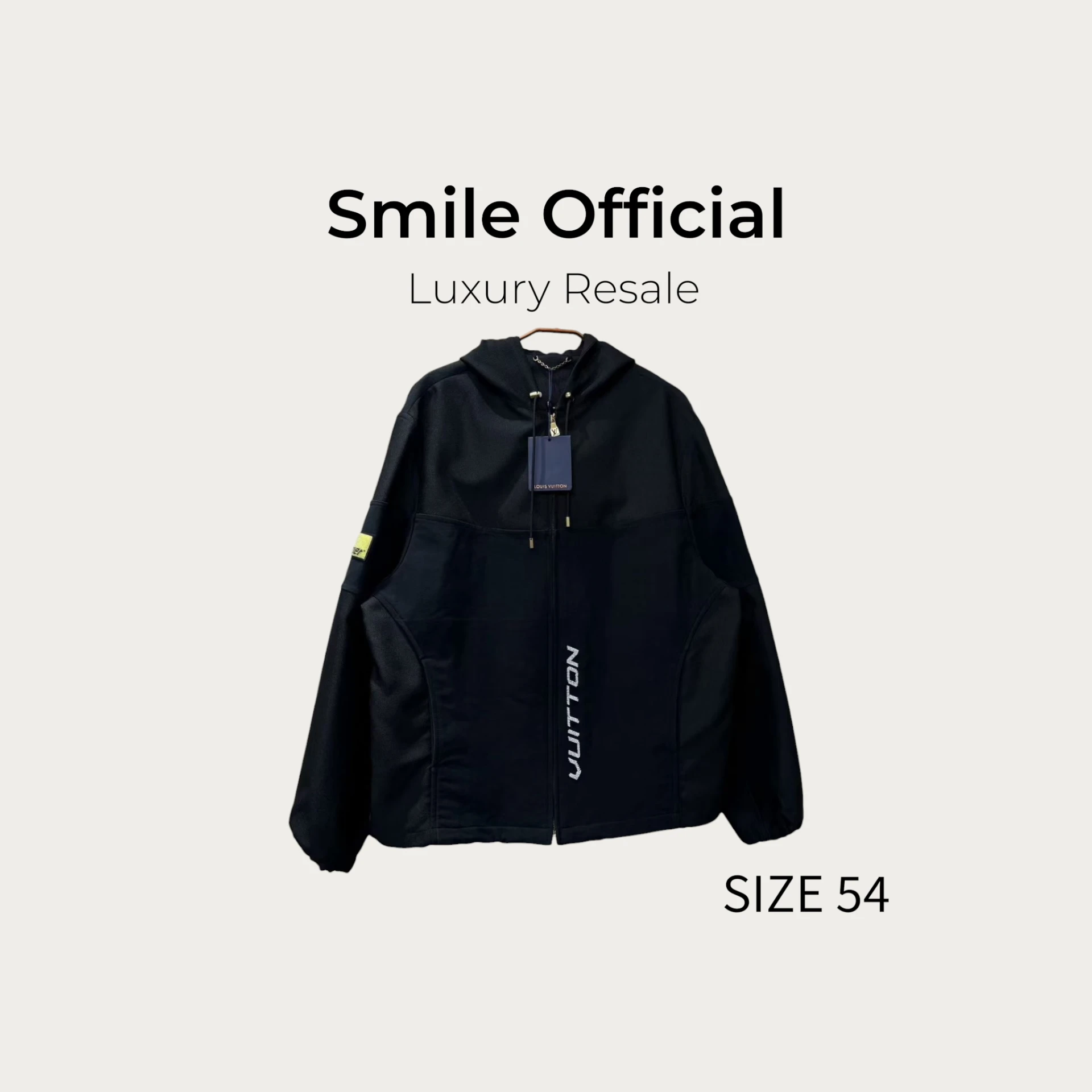 [SMILE] LOUIS VUITTON LV 黑色手臂珍珠字母logo拉鍊夾克