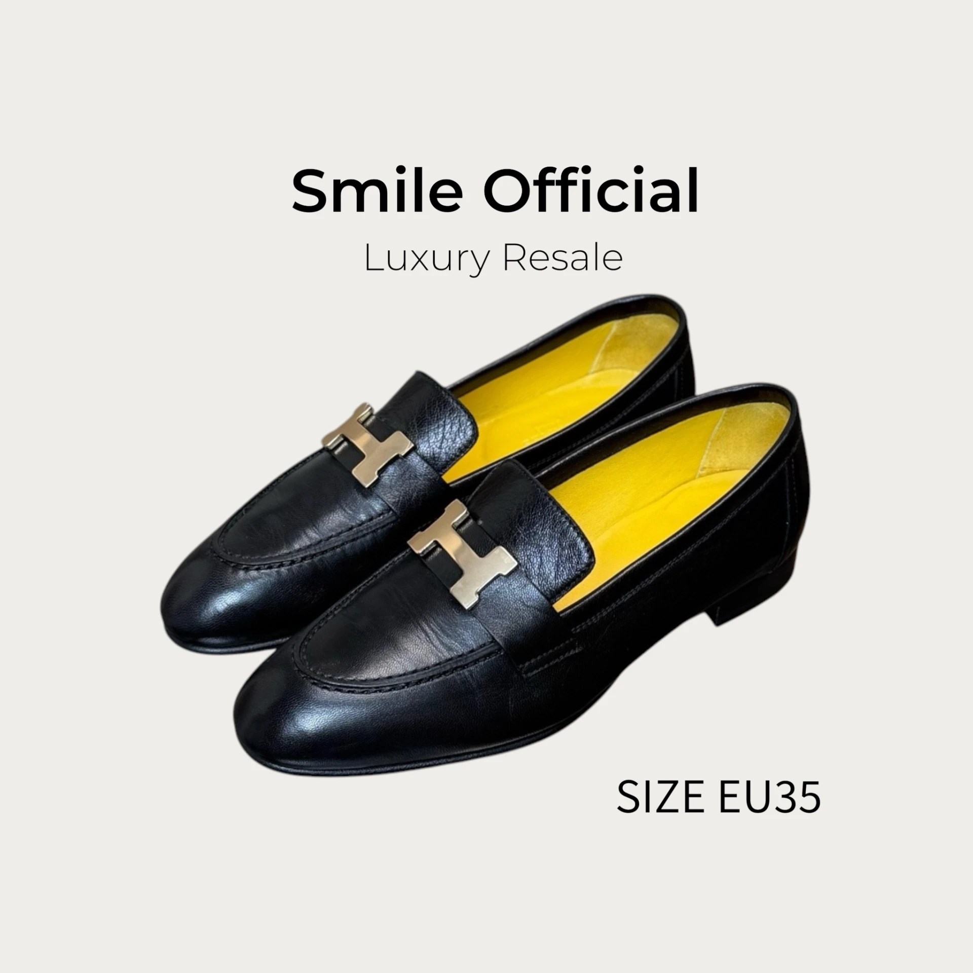 [SMILE] Hermes 愛馬仕 黑色H扣樂福鞋