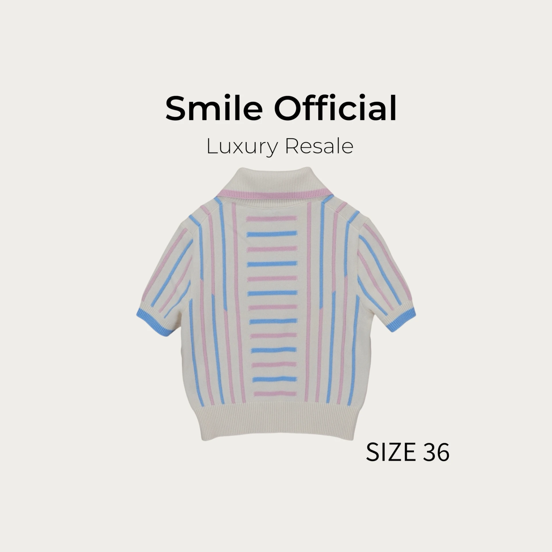 [SMILE]香奈兒Chanel 23P 冰淇淋條紋翻領短袖針織衫