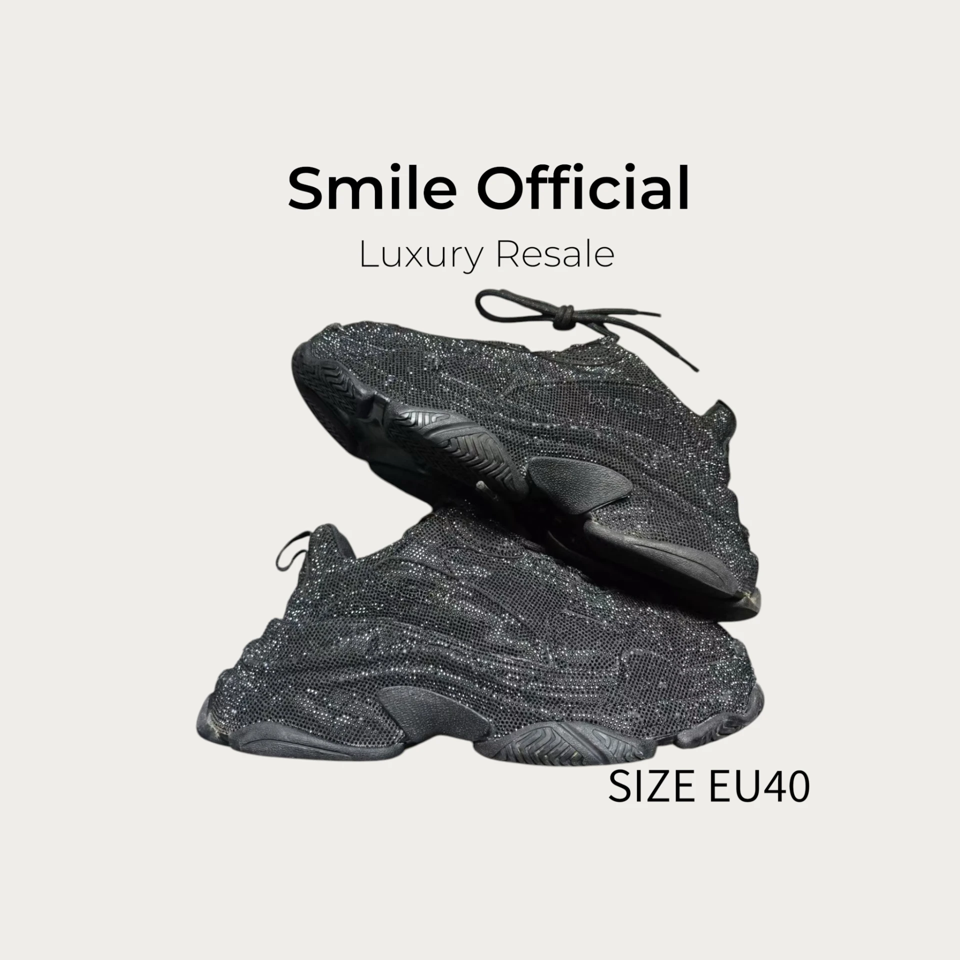 [SMILE] 巴黎世家BALENCIAGA TRIPLE S 黑滿鑽 老爹鞋
