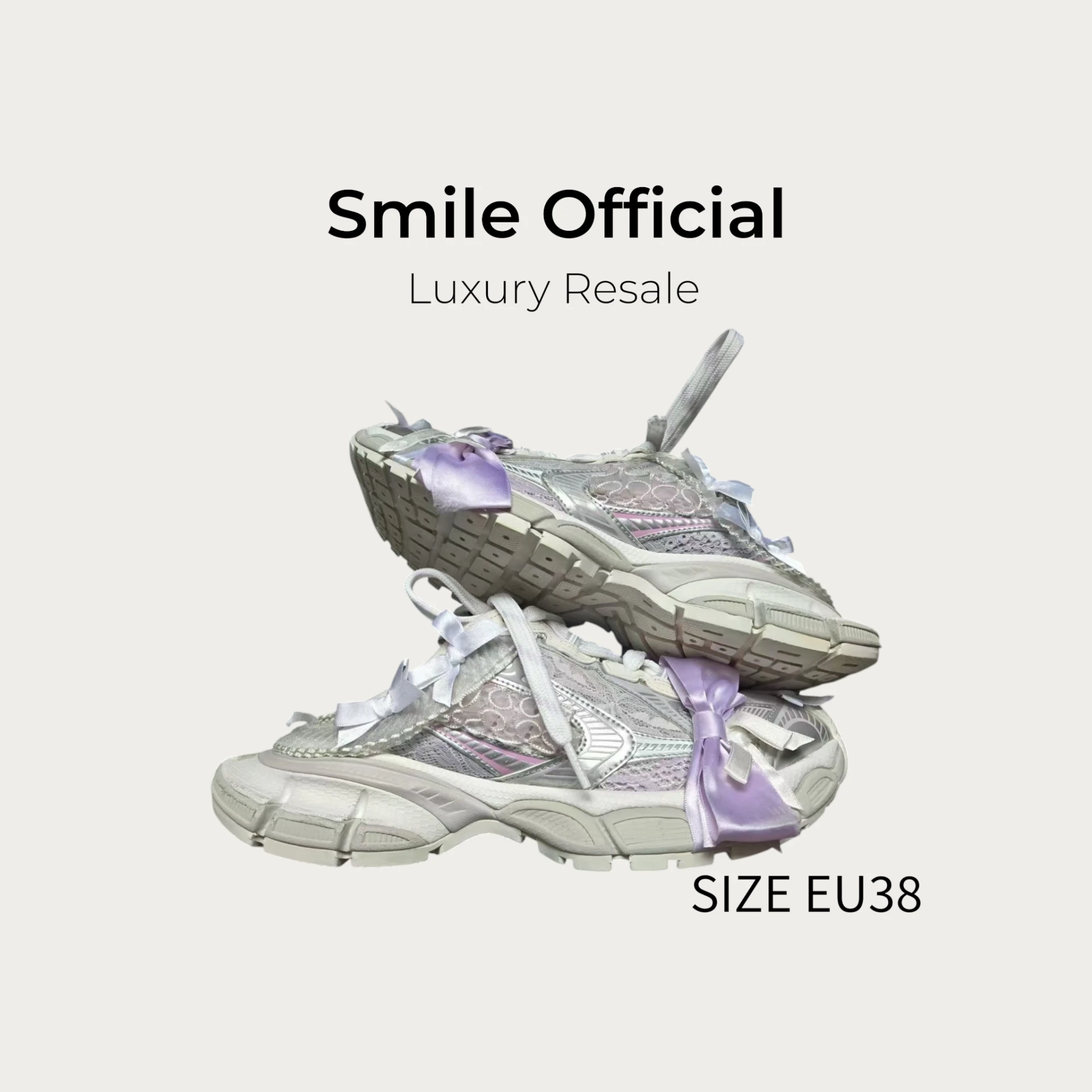 [SMILE] 巴黎世家BALENCIAGA 3XL 白紫蝴蝶結半拖