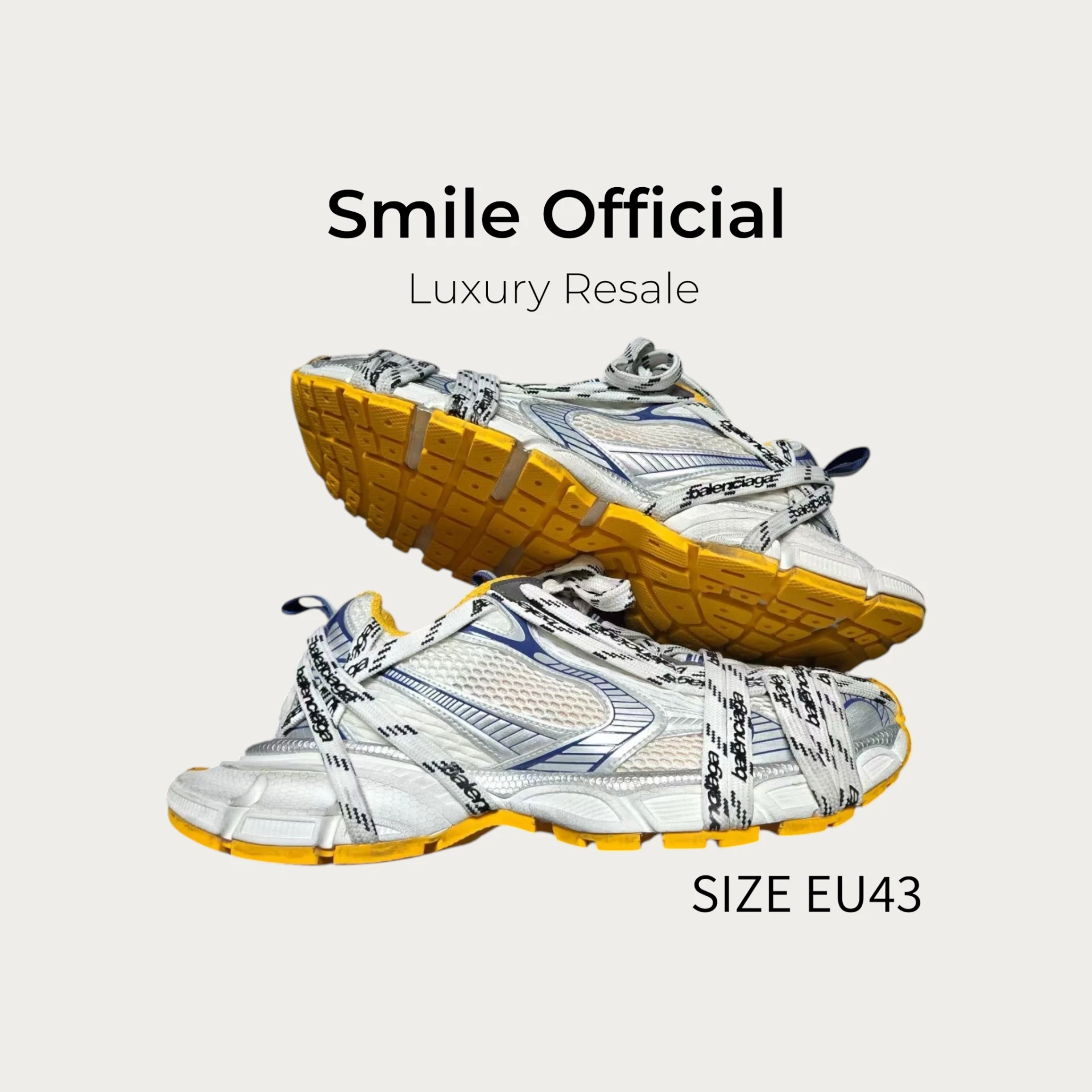 [SMILE] 巴黎世家BALENCIAGA 3XL 白黃字母綁帶