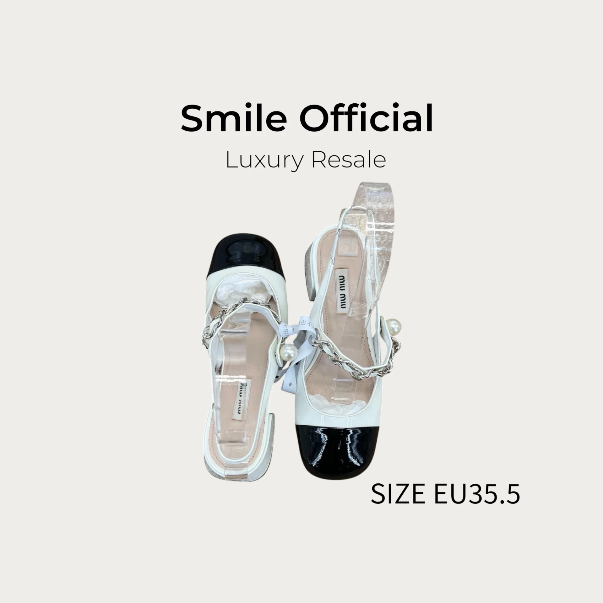 [SMILE] miumiu 黑白瑪麗珍 低跟涼拖