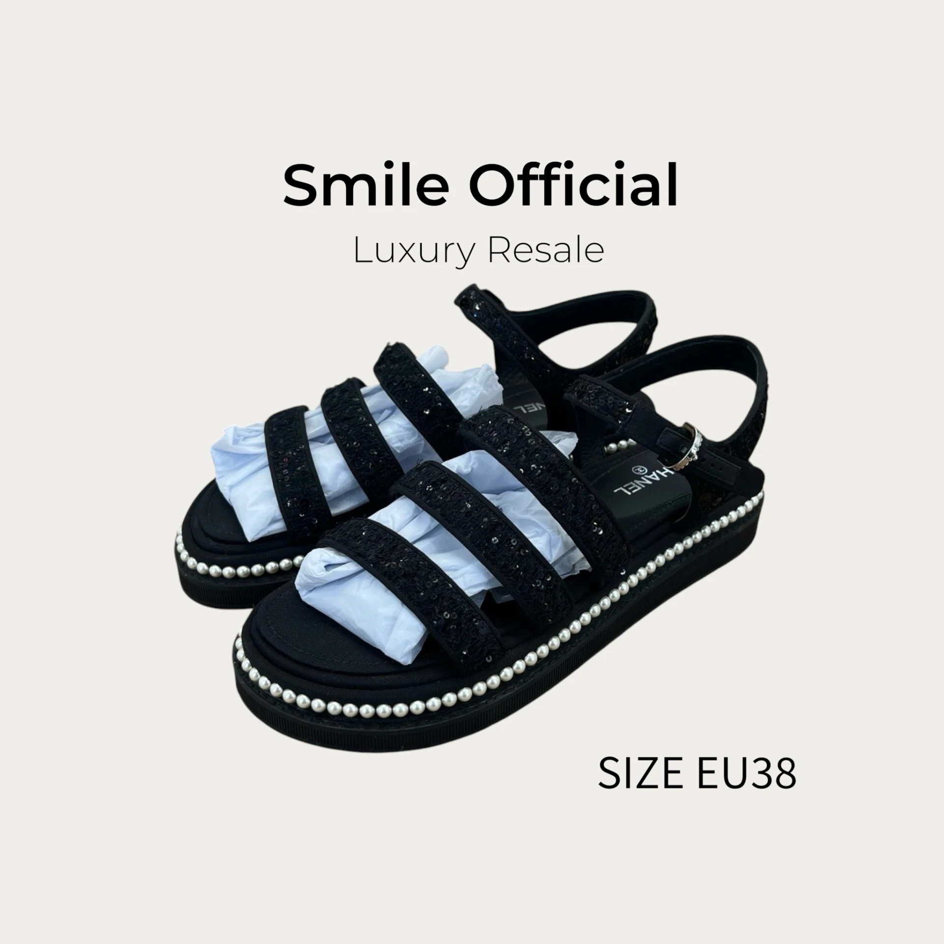 [SMILE] 香奈兒chanel 秀款亮片 珍珠涼鞋