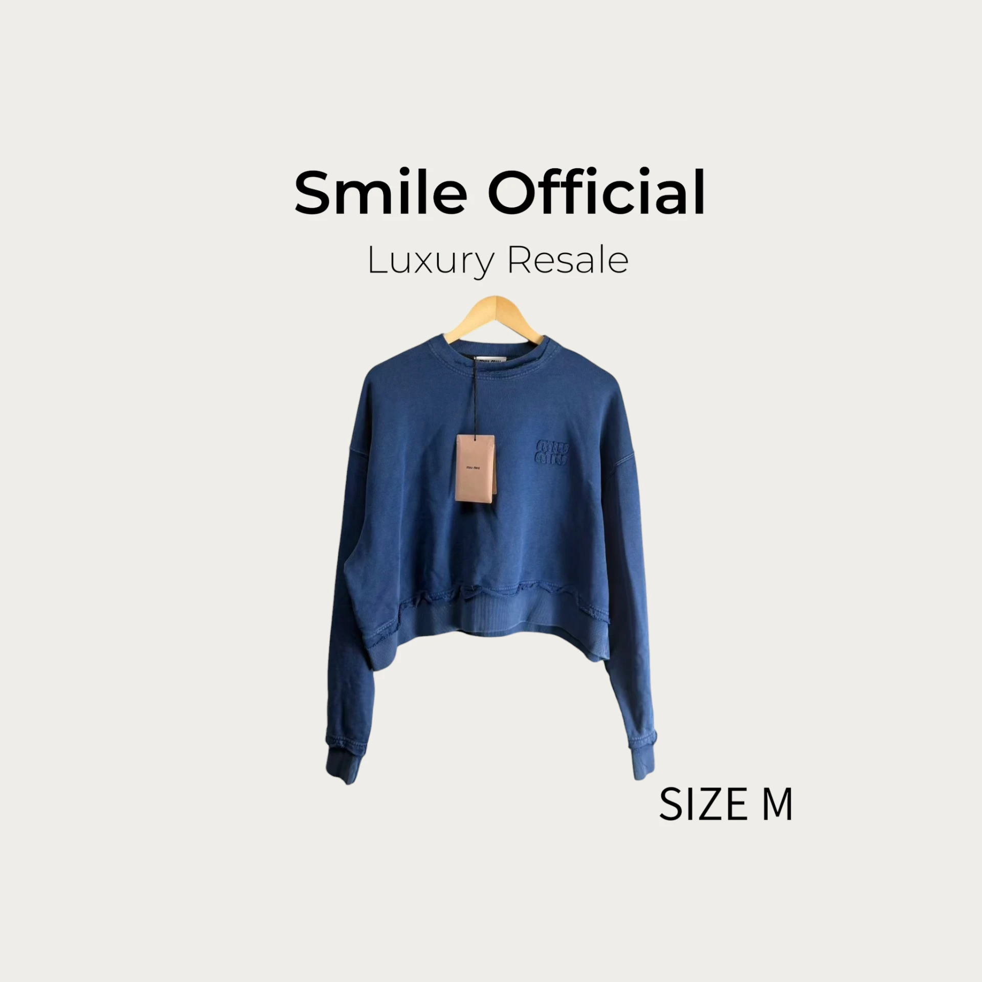 [SMILE]Miu Miu藍色字母做舊短款衛衣