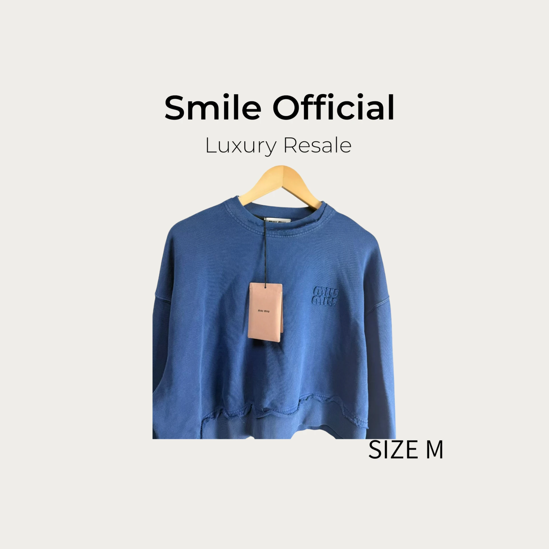 [SMILE]Miu Miu藍色字母做舊短款衛衣