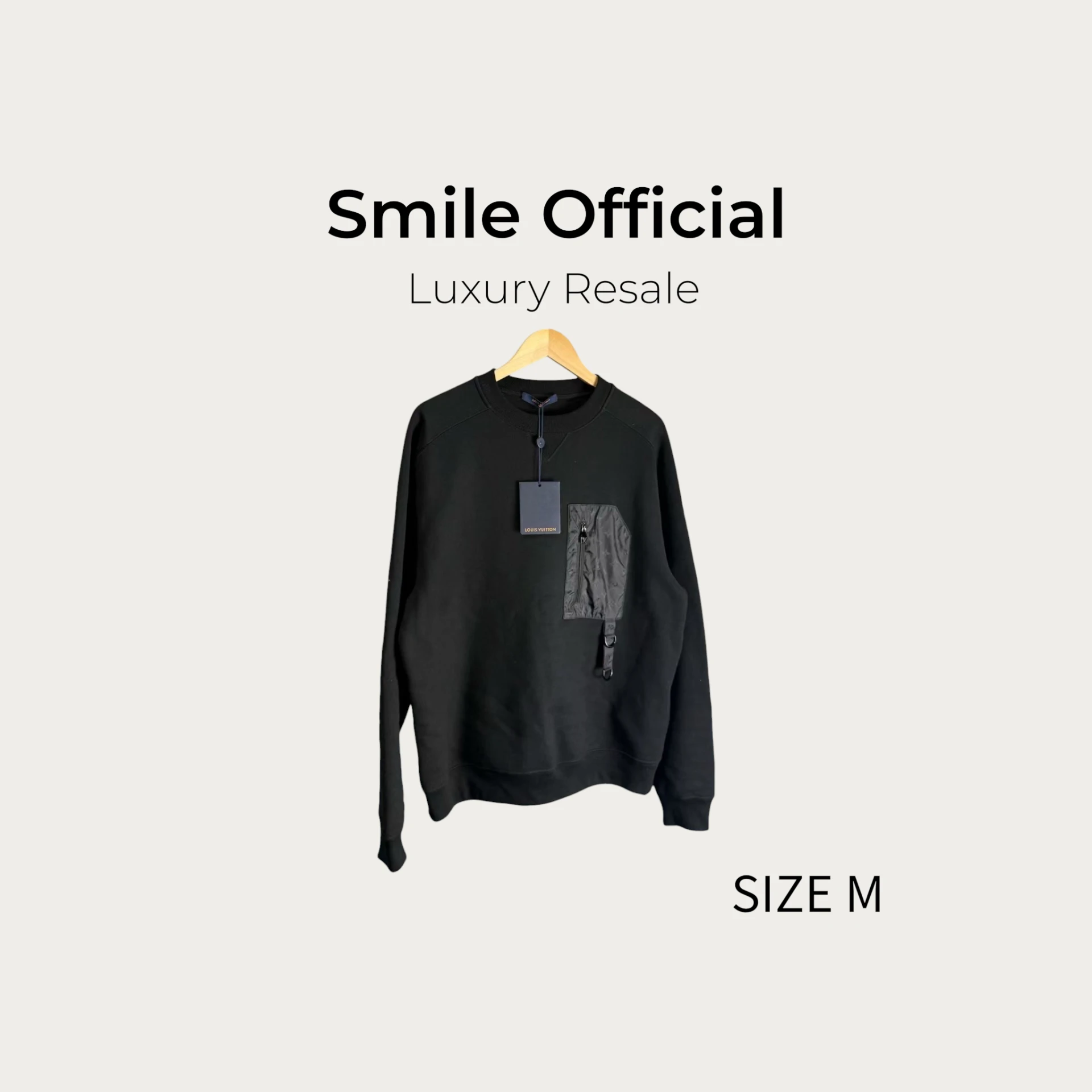 [SMILE]Louis Vuitton LV黑色真絲滿logo拉鍊口袋衛衣