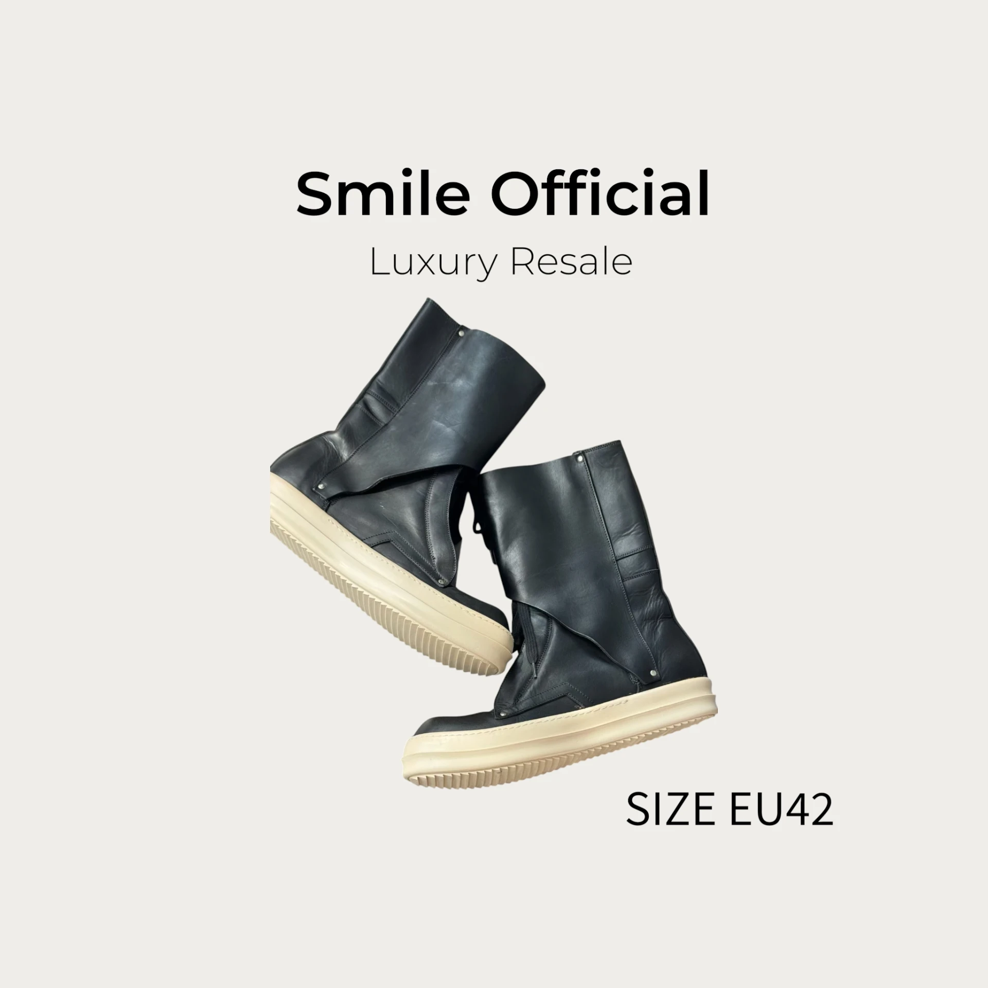 [SMILE] Rick Owens RO 主線秀款高筒軍靴 黑白色