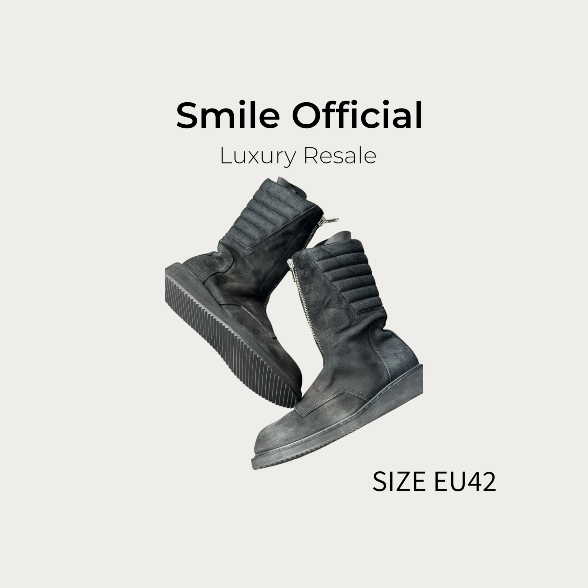 [SMILE] Rick Owens RO 主線 秀款黑色麂皮拉鍊軍靴