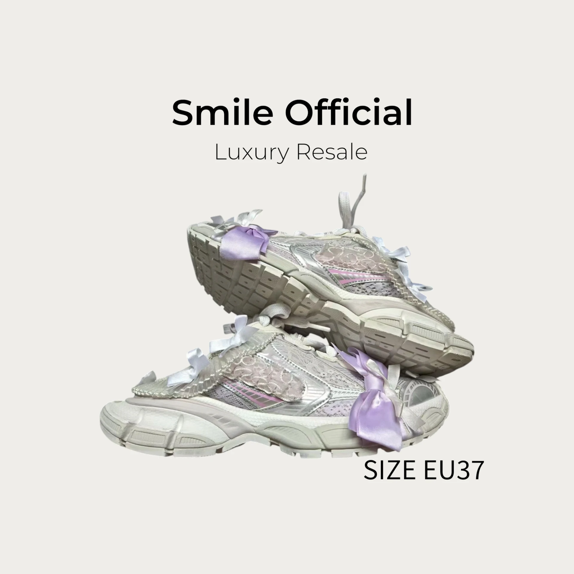 [SMILE] 巴黎世家BALENCIAGA 3XL 蕾絲蝴蝶結半拖