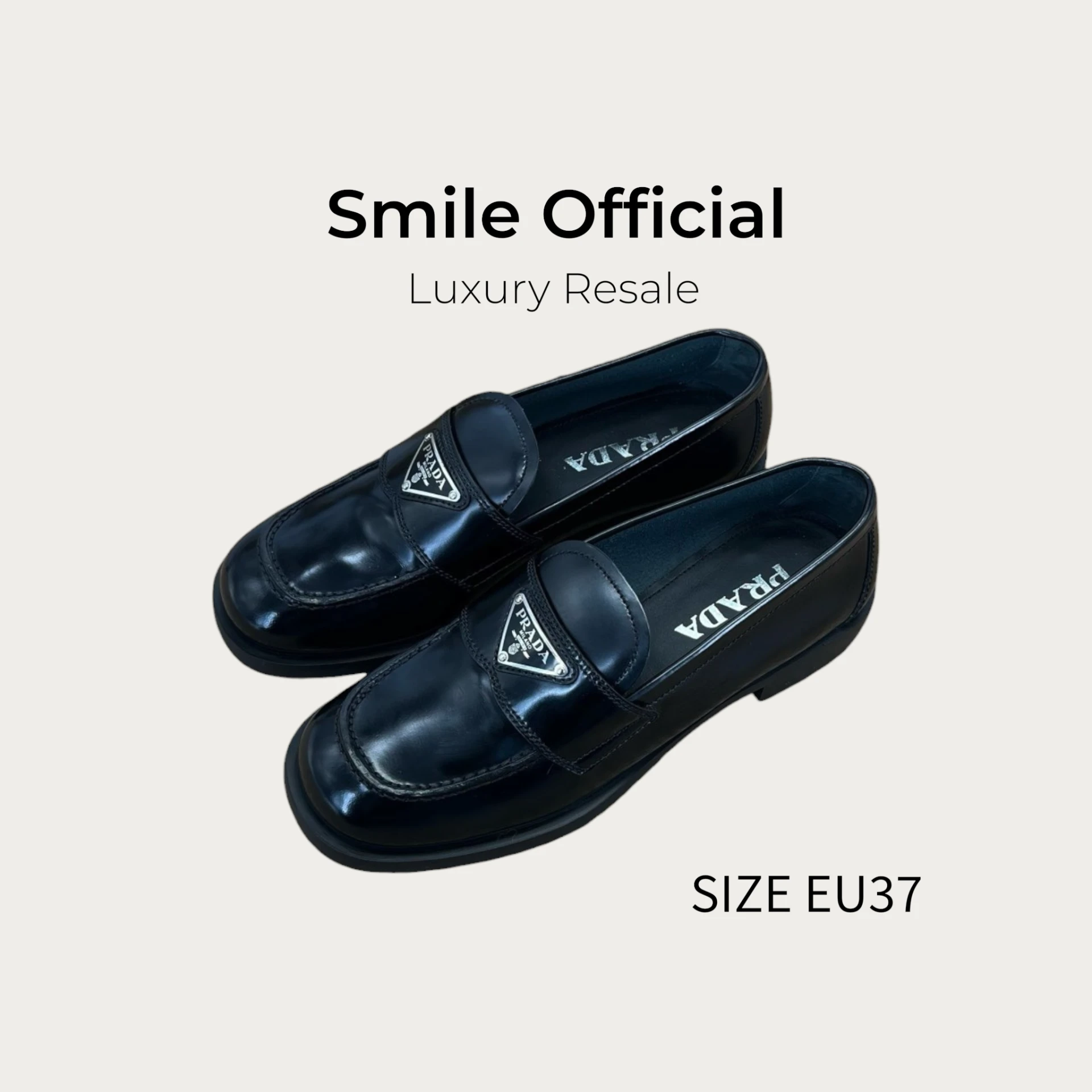 [SMILE] prada 三角標 皮革 樂福鞋 黑