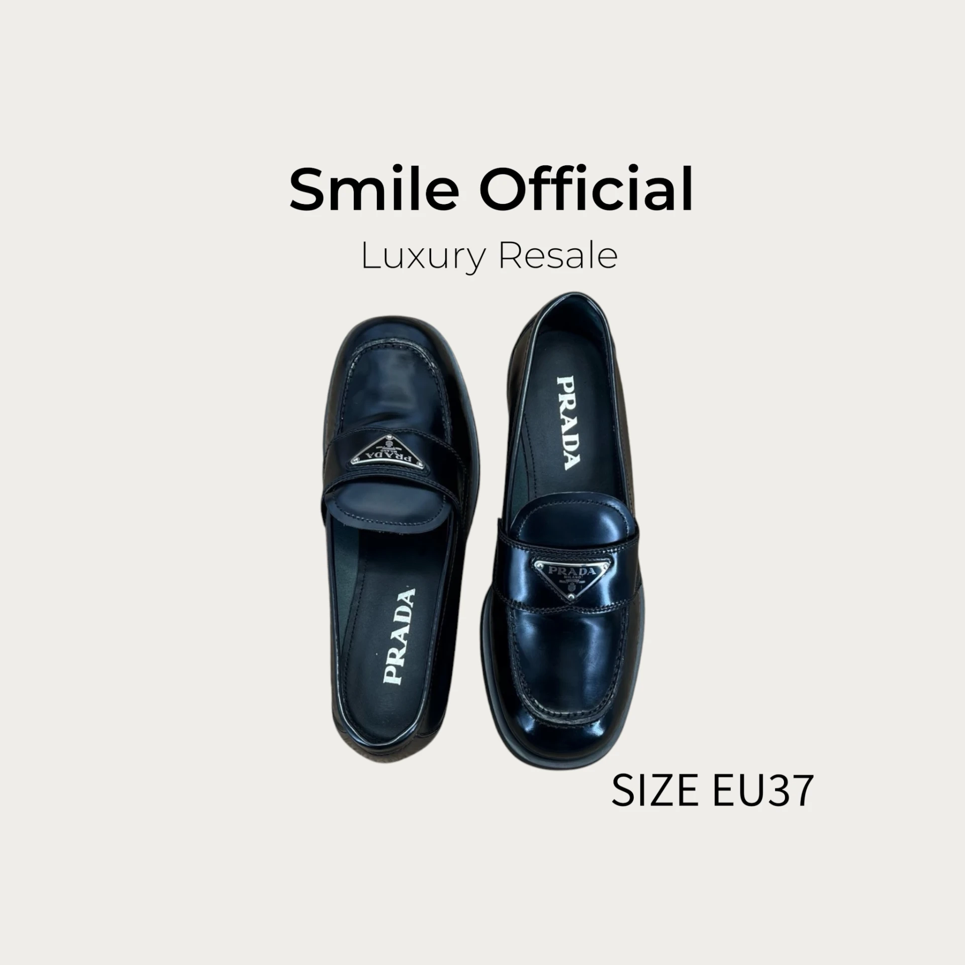 [SMILE] prada 三角標 皮革 樂福鞋 黑