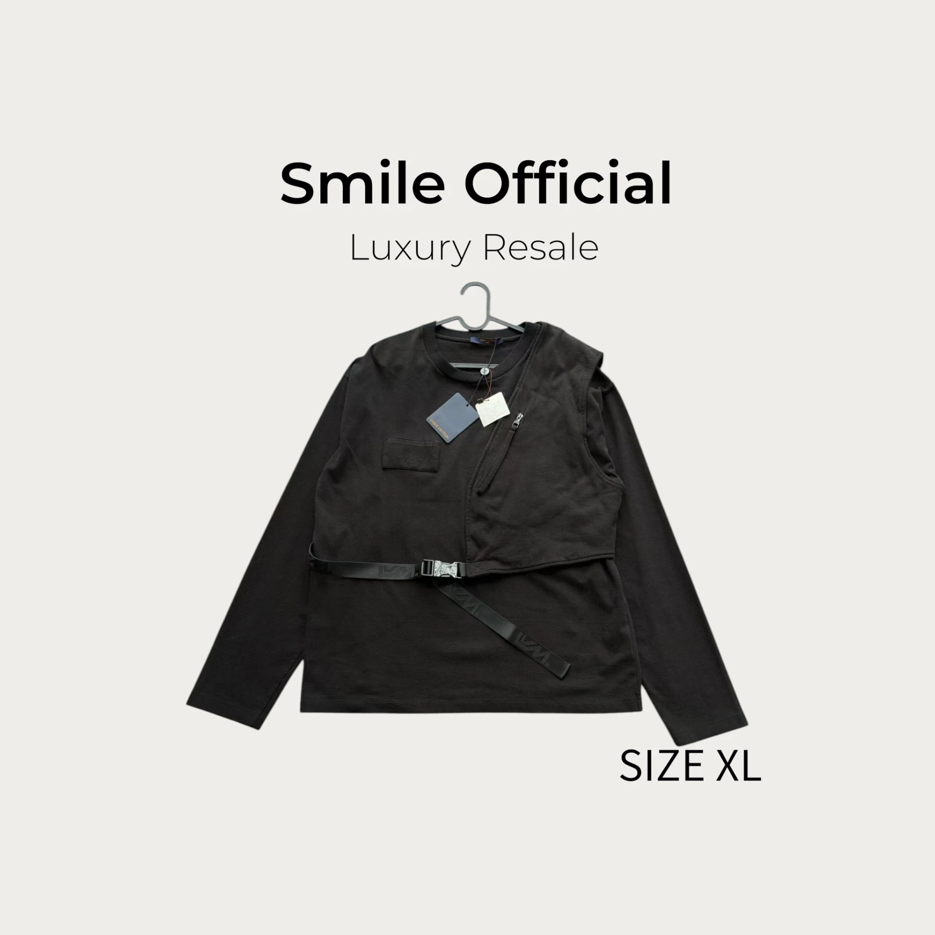 [SMILE] Louis Vuitton LV 黑色 戰術馬甲 綁帶 長袖衛衣