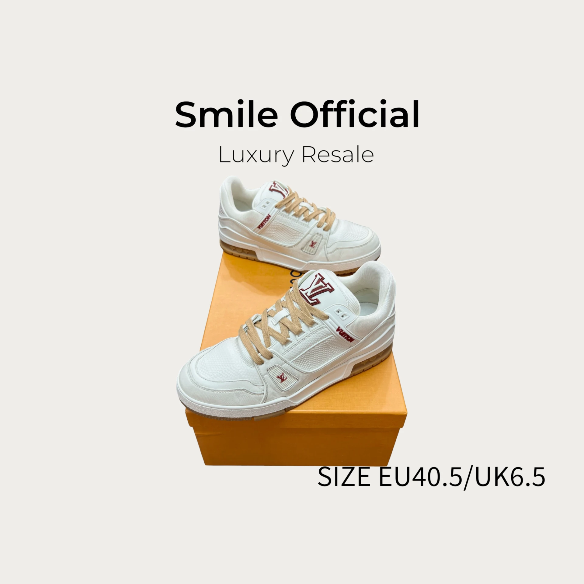[SMILE] Louis Vuitton LV TRAINER 棋盤格壓紋 白