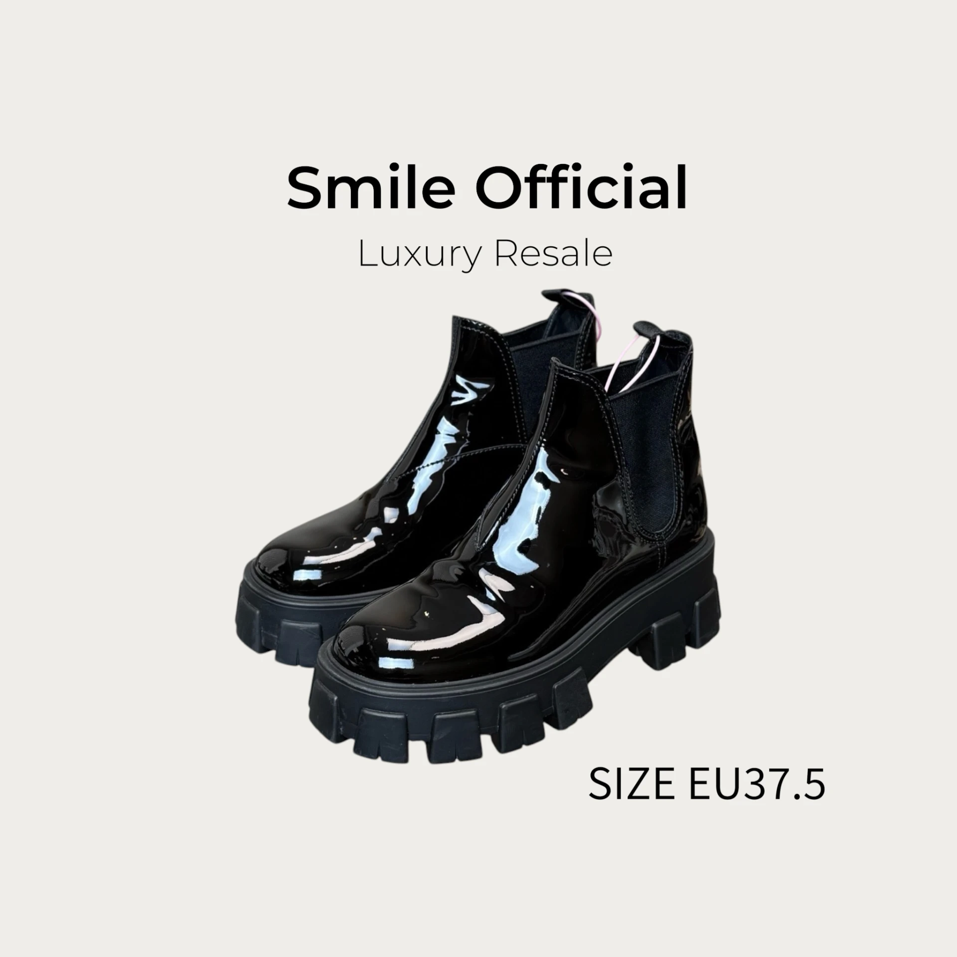 [SMILE] PRADA Monolith 漆面厚底短靴
