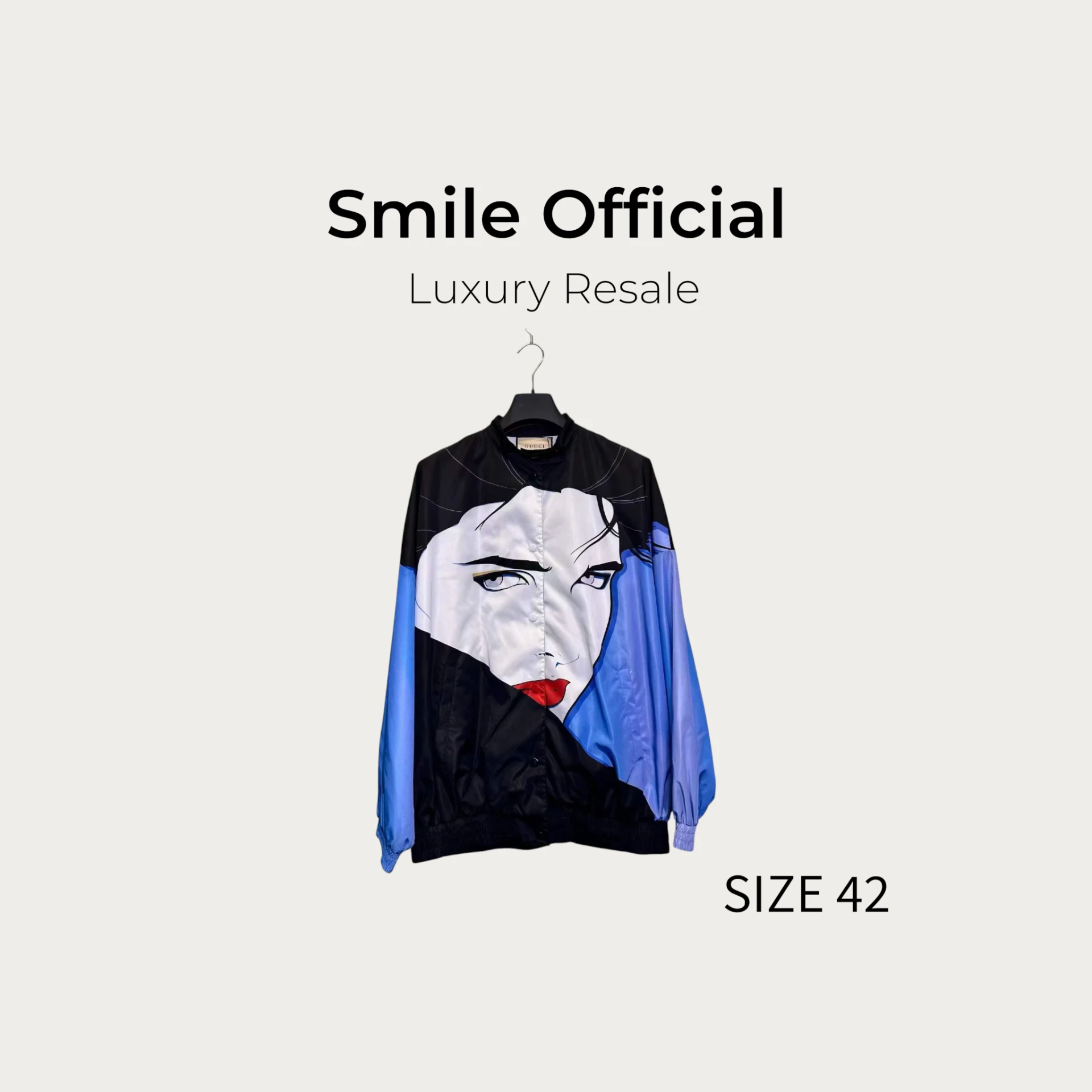 [SMILE] Gucci卡通女頭像背後字母尼龍夾克