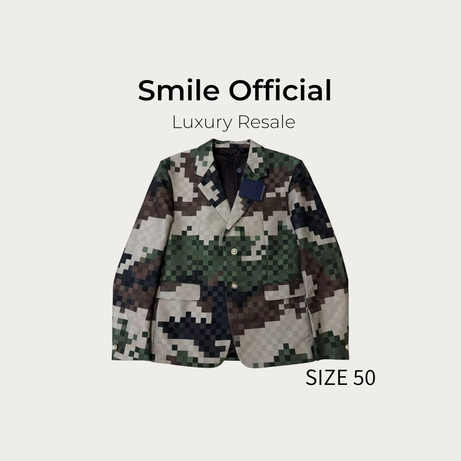 [SMILE] Louis Vuitton LV 菲董 馬賽克 綠色棋盤格西服外套