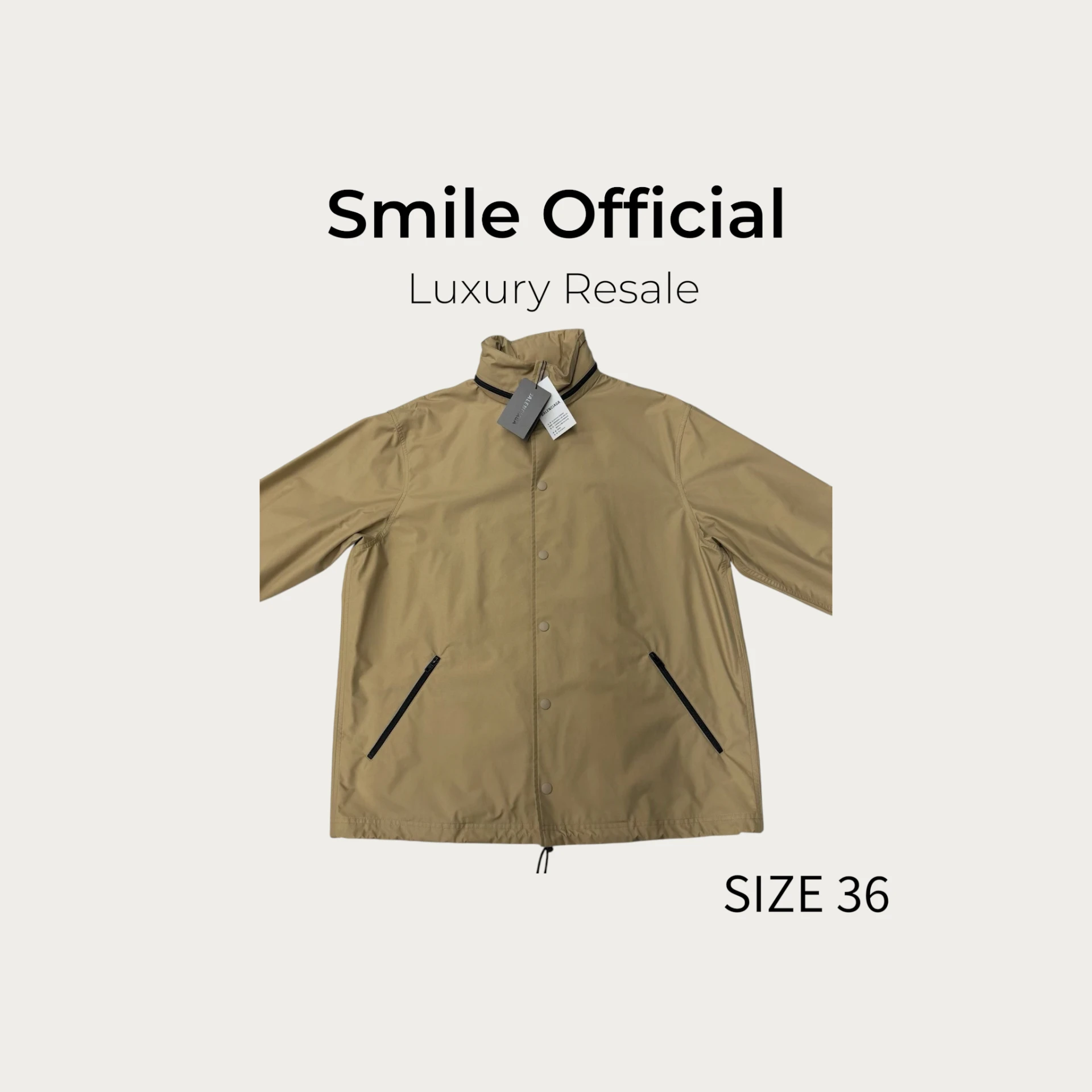 [SMILE] Balenciaga巴黎世家 卡其色logo標防水風衣外套