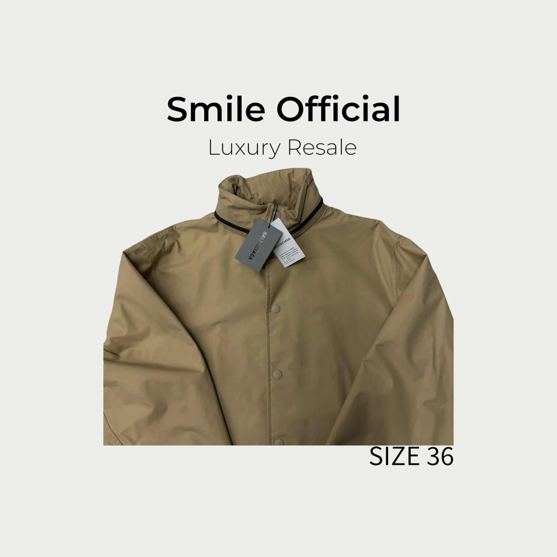 [SMILE] Balenciaga巴黎世家 卡其色logo標防水風衣外套