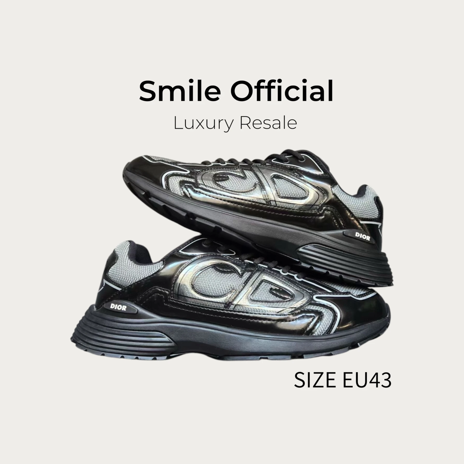 [SMILE] DIOR B30 黑銀漆皮 休閒鞋