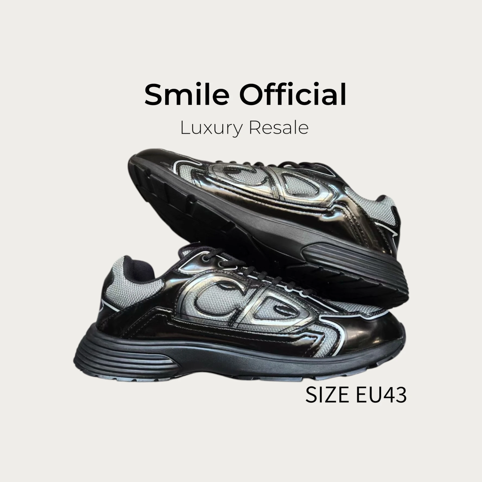 [SMILE] DIOR B30 黑銀漆皮 休閒鞋