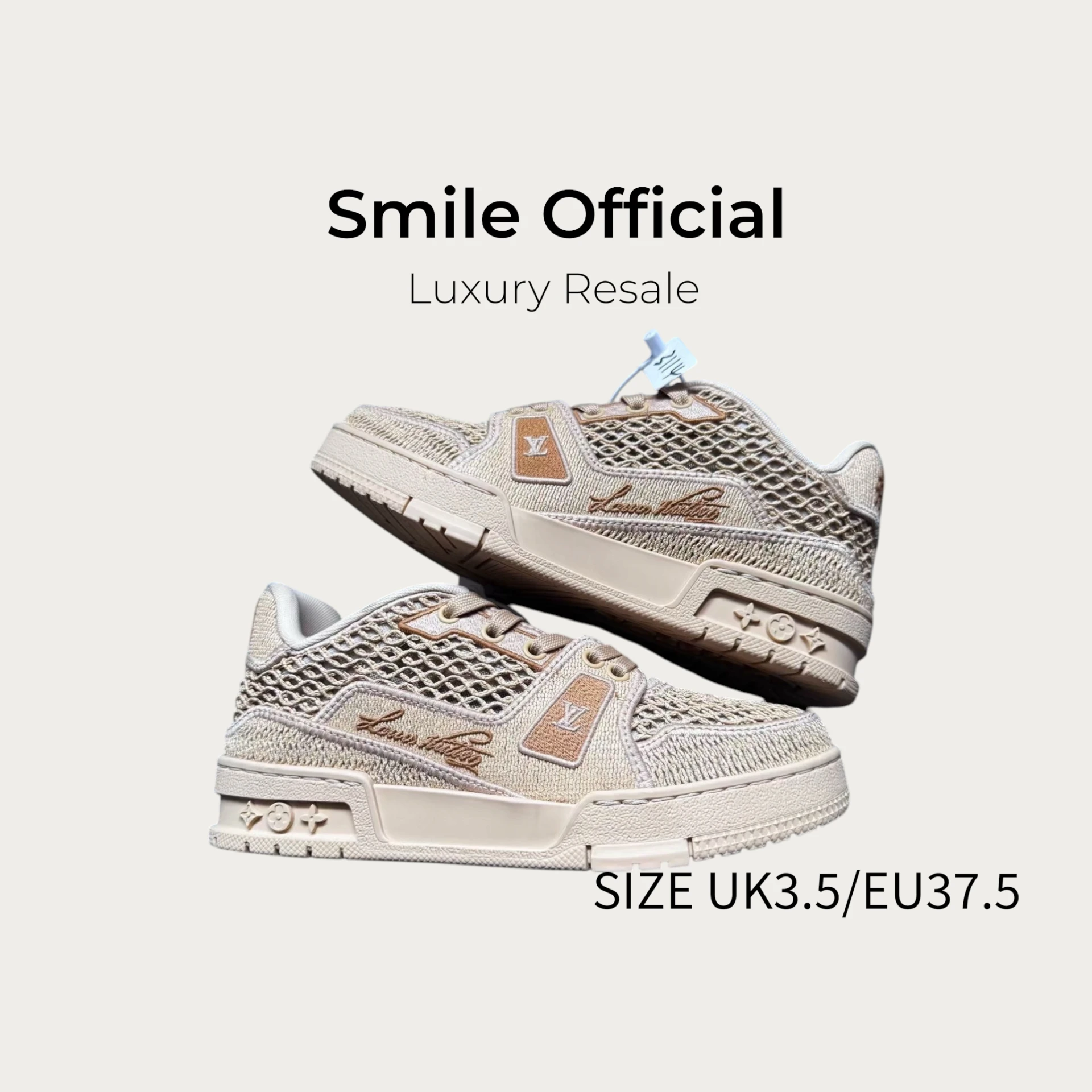 [SMILE] LOUIS VUITTON LV TRAINER 拉菲草 編織米色