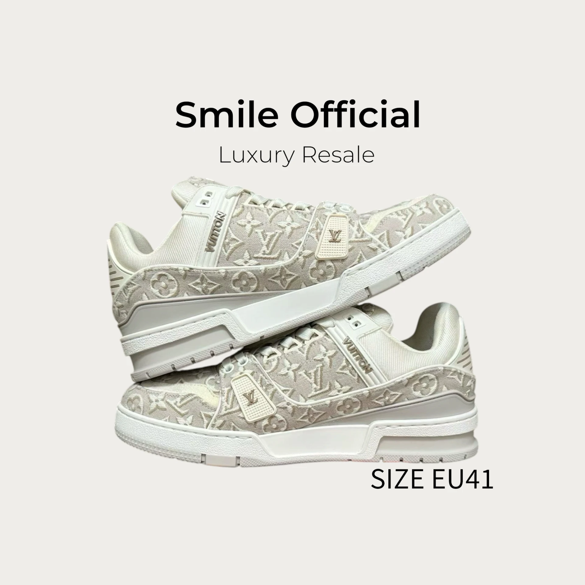 [SMILE] LOUIS VUITTON lv Trainer 26年新款 淺褐色滿logo浮雕